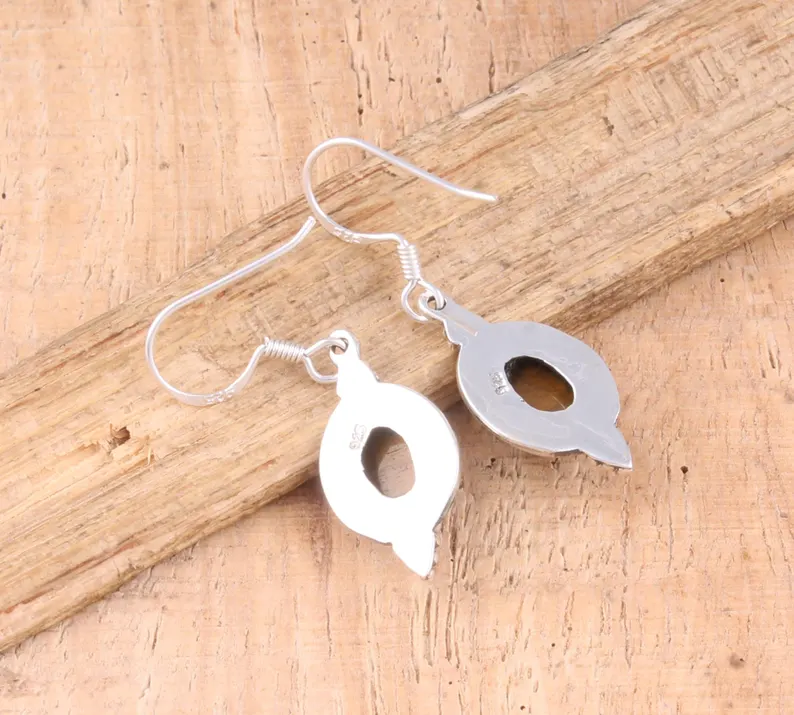 Tigerauge Edelstein Ohrringe 925 Sterlingsilber Handgemachte Ohrringe Alltagstaugliche Ohrringe in Ovaler Form Boho Ohrringe Geschenk für Sie