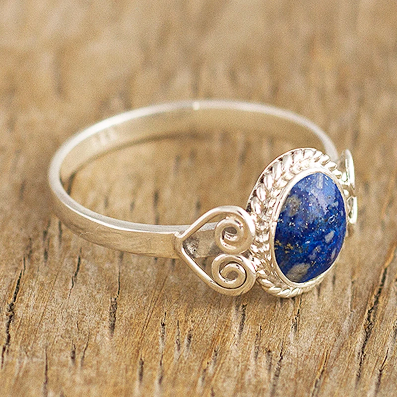 925 Silberring Lapislazuli Ring Handgemachter Ring Statement Ring Blauer Edelsteinring Minimalistischer Ring