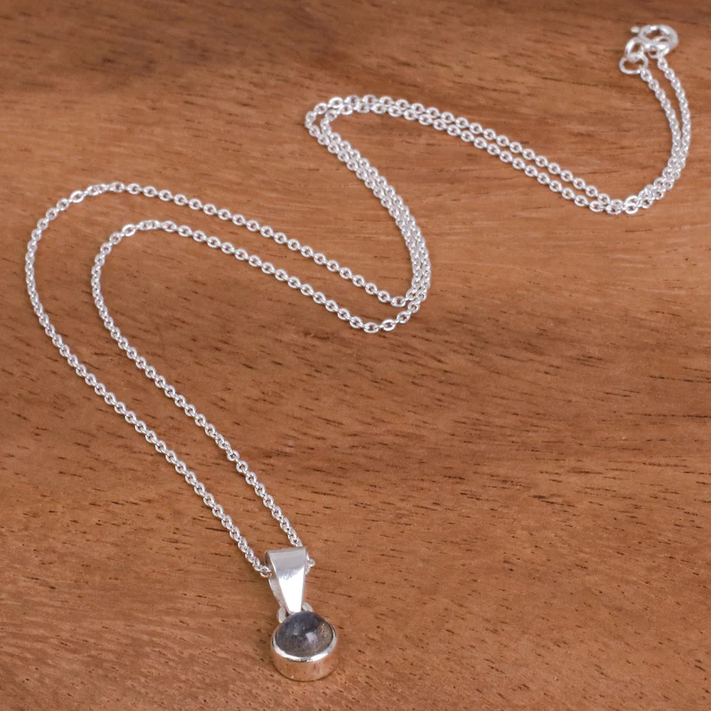 Kleine Maan Labradoriet en Sterling Zilveren Hanger Ketting Hanger Ketting Sierlijke Labradoriet Sieraden Cadeau Voor Haar