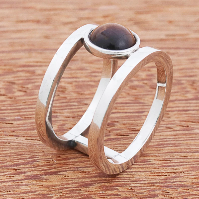 Moderner Tigerauge-Bandring 925 Sterlingsilber Edelsteinring Gelber Bandring Hochzeitsgeschenk Ring für die Liebe Valentinstagsgeschenk