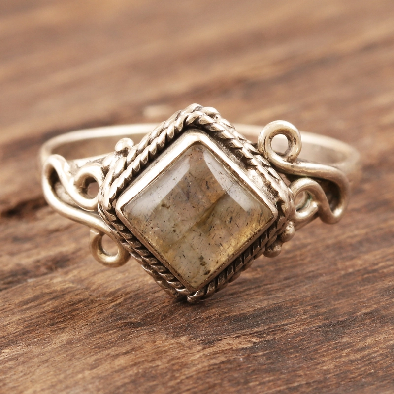 Labradorit und Sterlingsilber 925 Massivsilber Damenring Geschenk für Sie & Mama