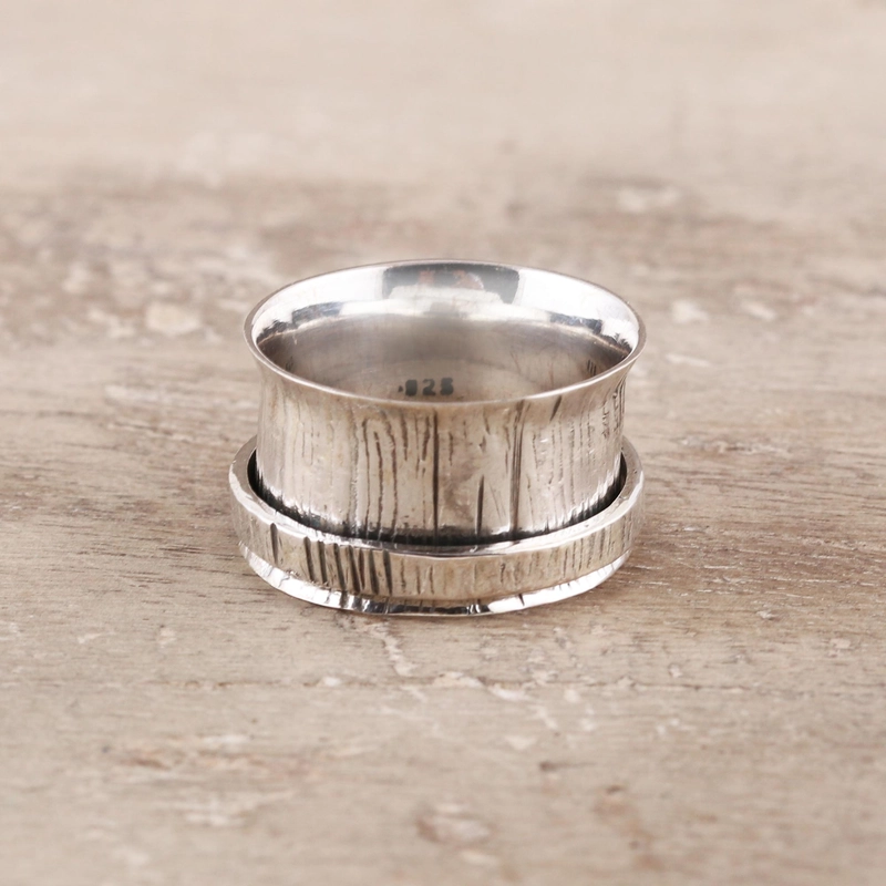 Sterlingsilber-Spinnerring, handgefertigt, 925er Sterlingsilber, Geschenk für sie