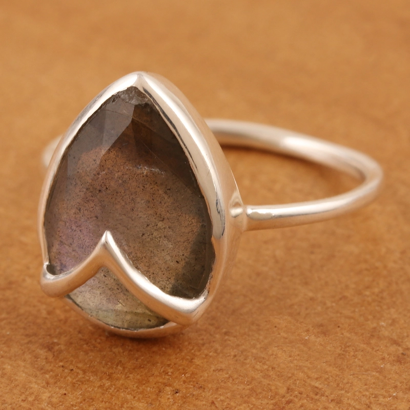 Labradorit Edelsteinring Handgefertigt 925 Sterling Silber Geschenk für Sie