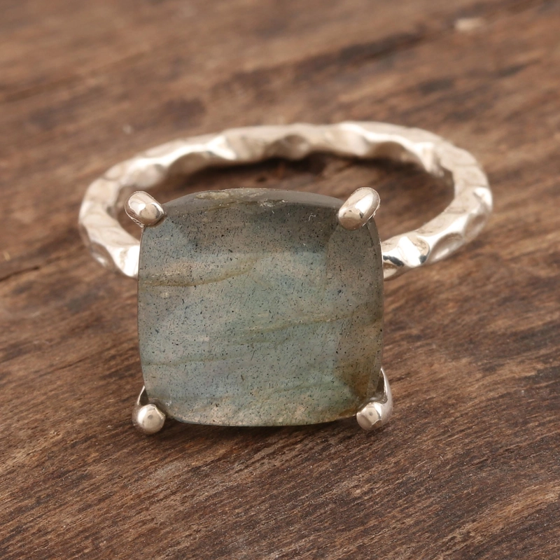 Vierkante Labradoriet Ring 925 Handgemaakt Designer 925 Sterling Zilver Cadeau Voor Haar & Mama