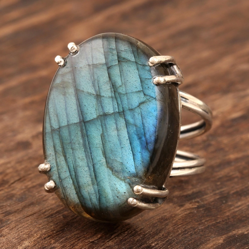 Echter Labradorit-Ring 925 Handgemachtes Design Sterlingsilber Geschenk Für Sie & Mama