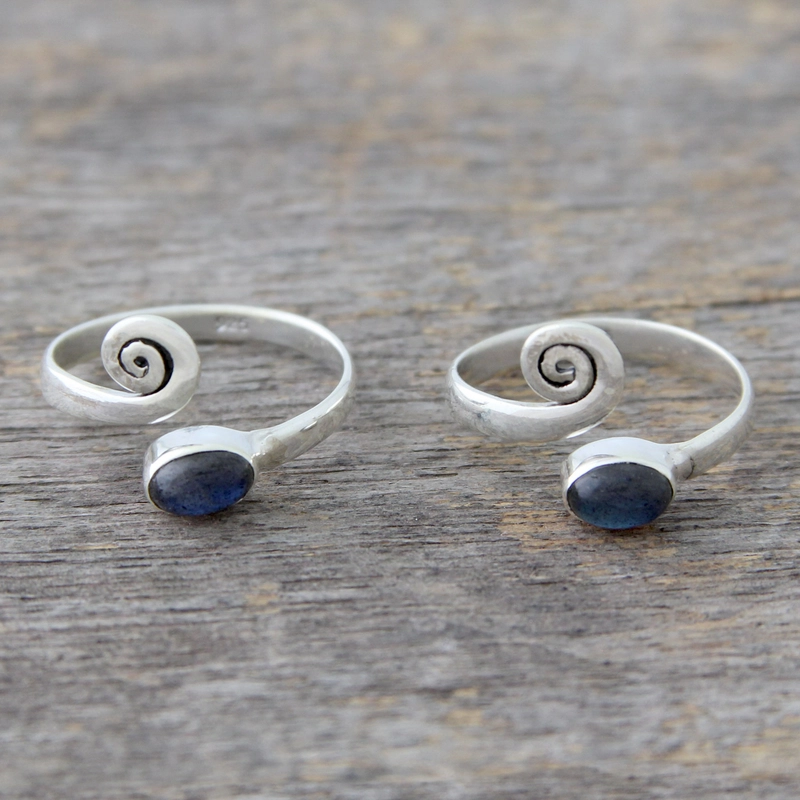 Handgefertigter Labradorit Spiralring 925 Sterling Silber Damenring Geschenk für Sie & Mama