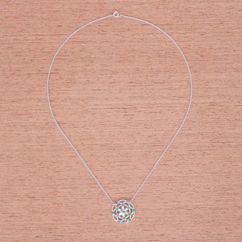 Blühender Stern in Türkis 925 Sterling Silber Anhänger Halskette Zarte Halskette Perfektes Muttertagsgeschenk Böhmischer Schmuck Geschenk für Sie