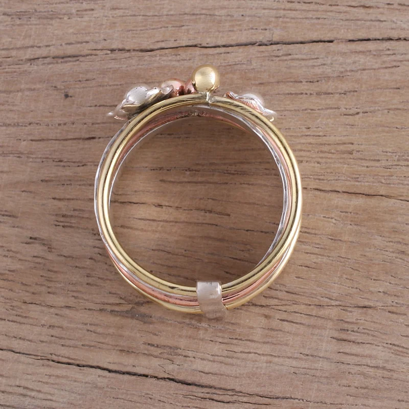 Blumen-Design Sterlingsilber Unisex Spinner Meditationsring Silberschmuck Handgemachter Böhmischer Zarter Ring Geschenk für Sie Geburtstagsgeschenk