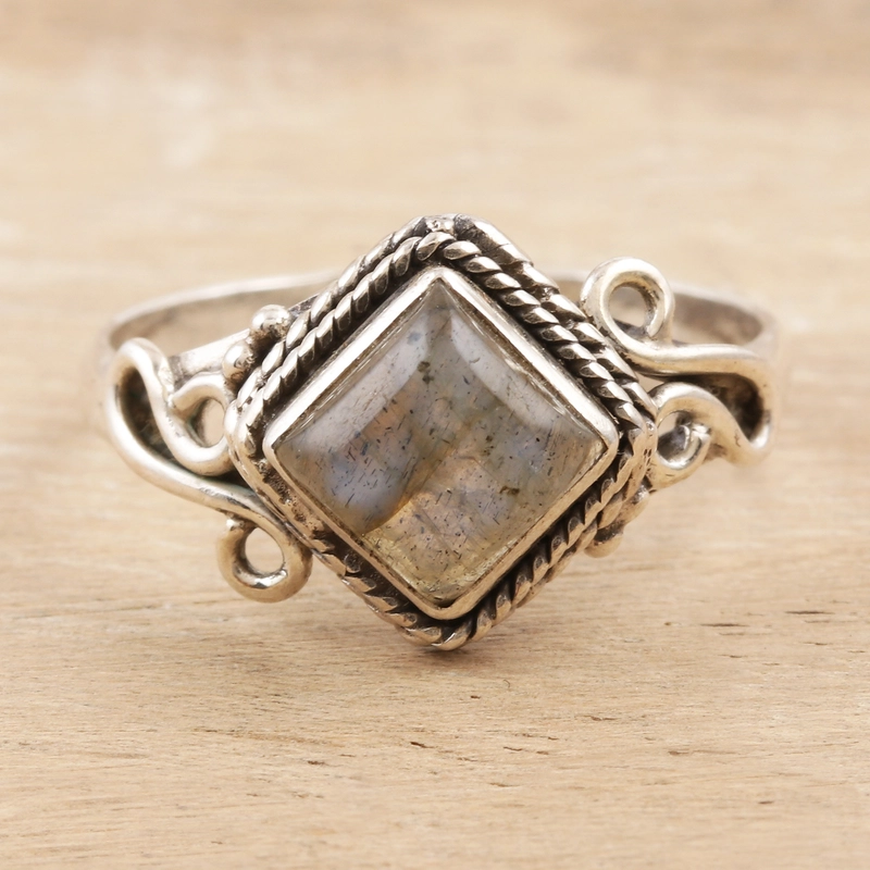 Labradorit und Sterlingsilber 925 Massivsilber Damenring Geschenk für Sie & Mama