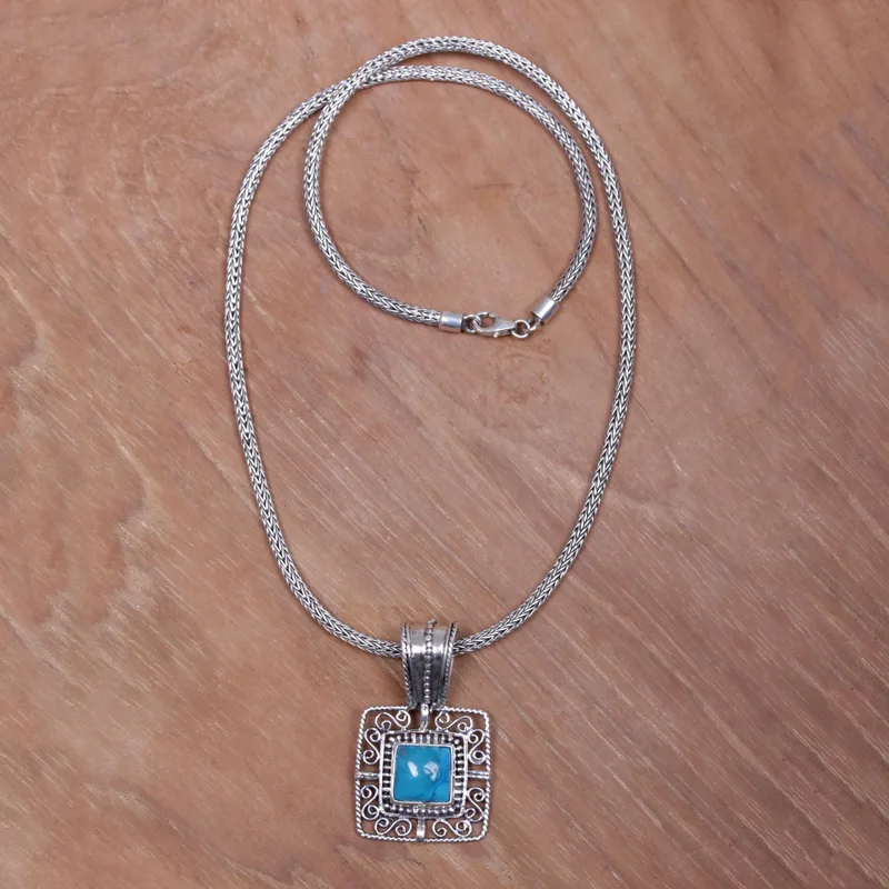 Türkis Sterling Silber Anhänger Halskette Zarte Halskette Perfektes Muttertagsgeschenk Böhmischer Schmuck Geschenk für Sie