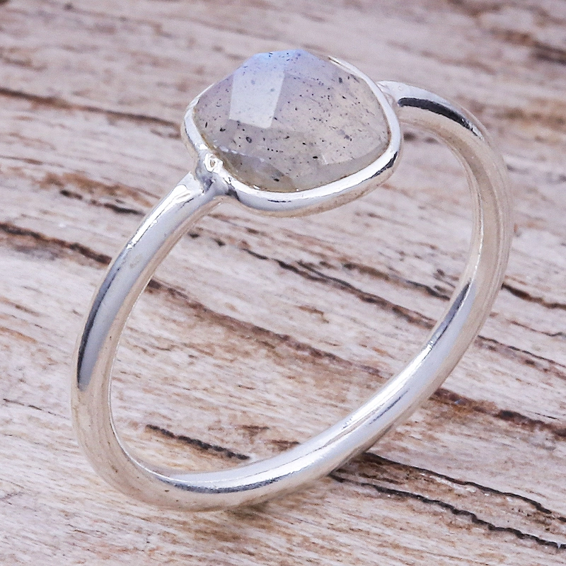 Einfacher Labradorit-Ring 925 Handgefertigt Design Sterlingsilber Geschenk Für Sie & Mutter