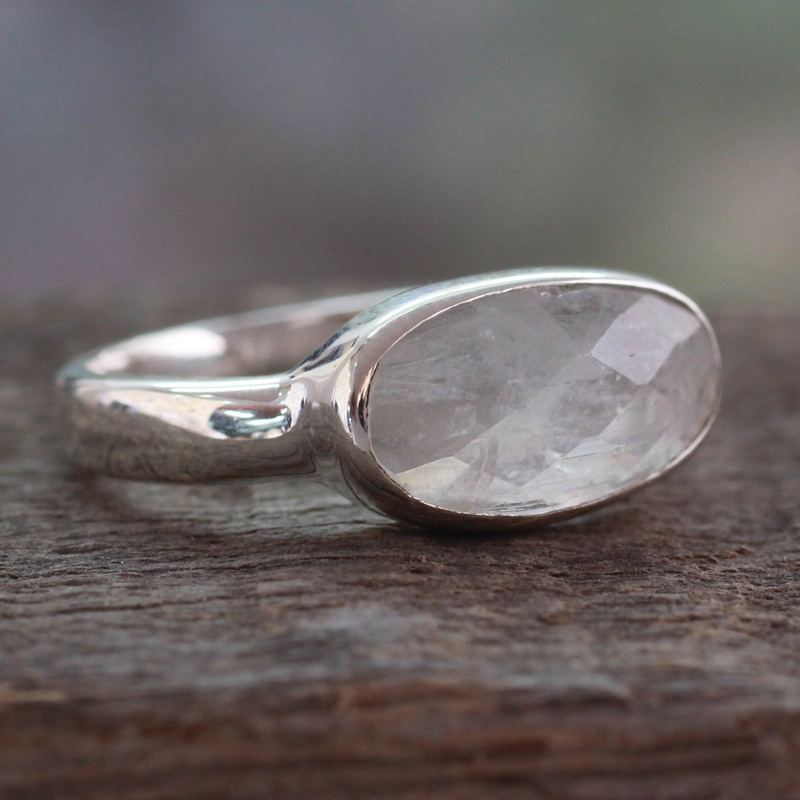 Sterling Silber Regenbogen Mondstein Ring Handgemachter 925 Sterling Silber Cocktailring Geschenk für sie & Mama
