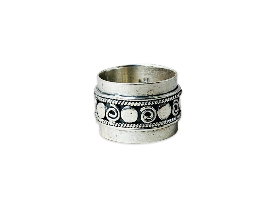 Silber Spiral Bandring 925 Sterling Silber Ring Breiter Ring Statement Ring Alltagsring Geschenk für Sie