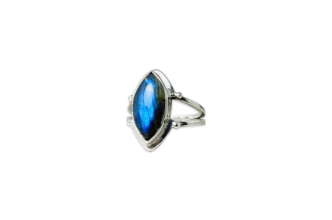 Marquiseschliff Labradorit Ring 925 Sterling Silber Statement Ring Edelstein Ring Handgemachter Boho Silber Ring