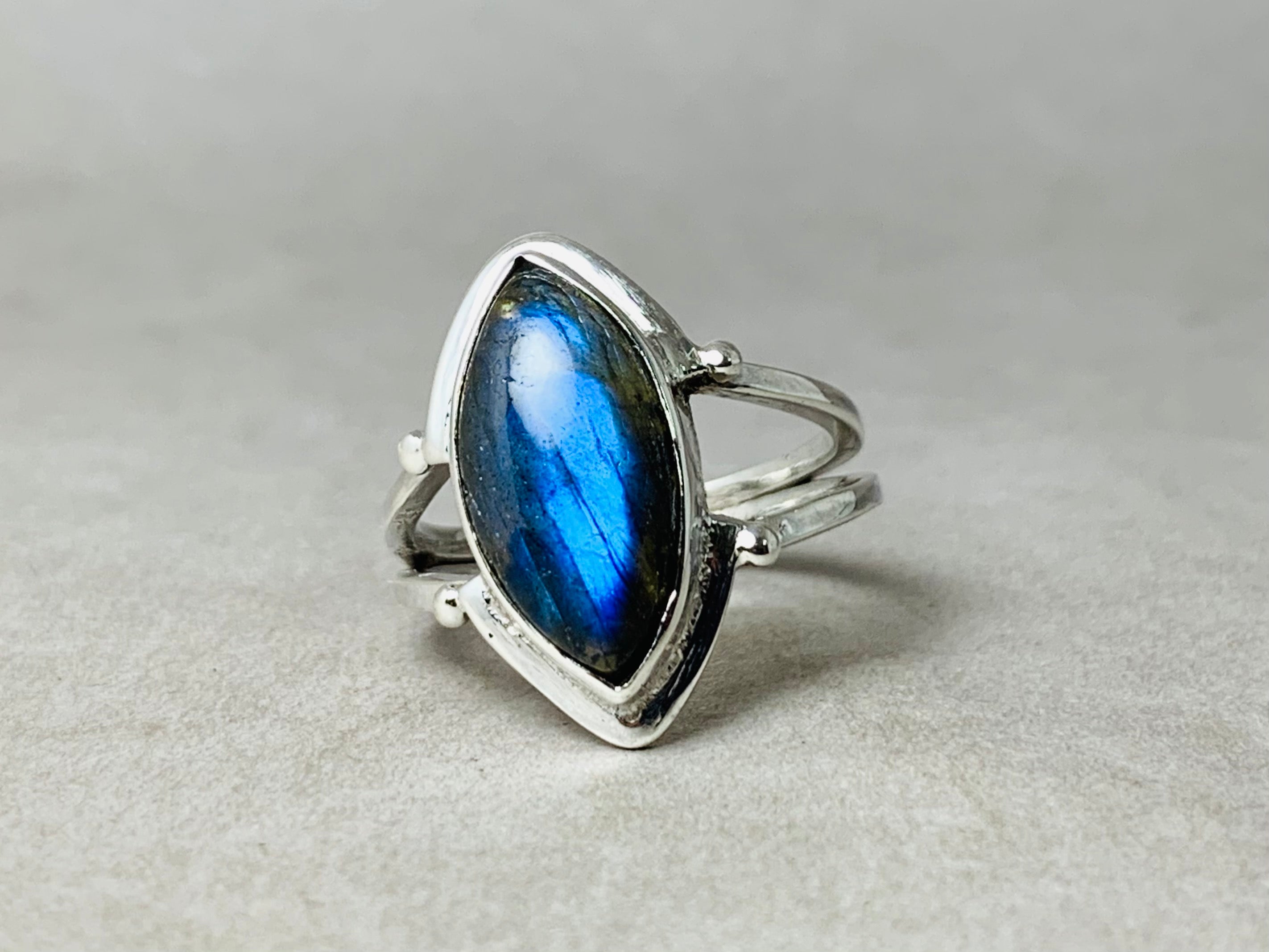 Marquiseschliff Labradorit Ring 925 Sterling Silber Statement Ring Edelstein Ring Handgemachter Boho Silber Ring