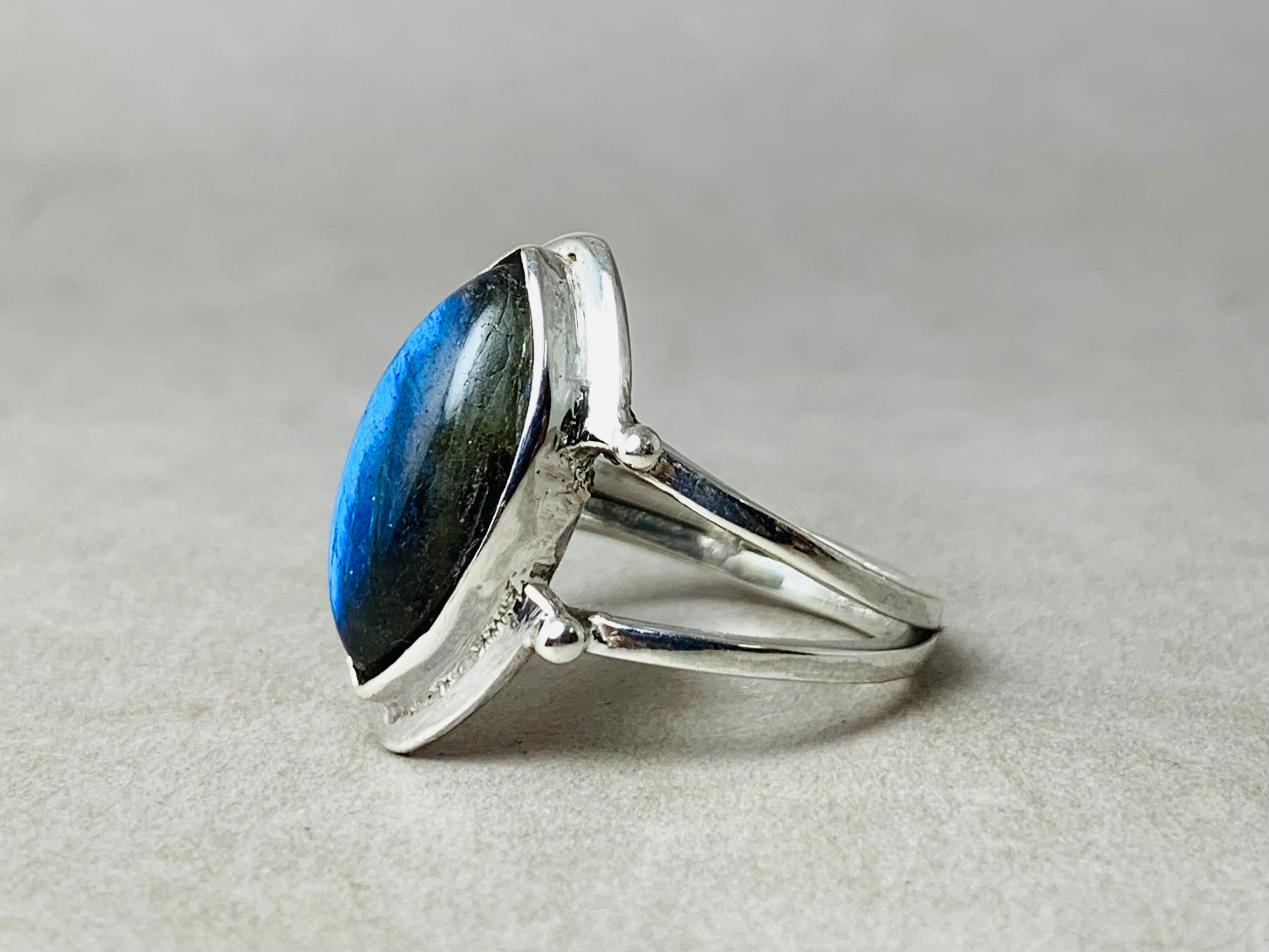 Marquiseschliff Labradorit Ring 925 Sterling Silber Statement Ring Edelstein Ring Handgemachter Boho Silber Ring
