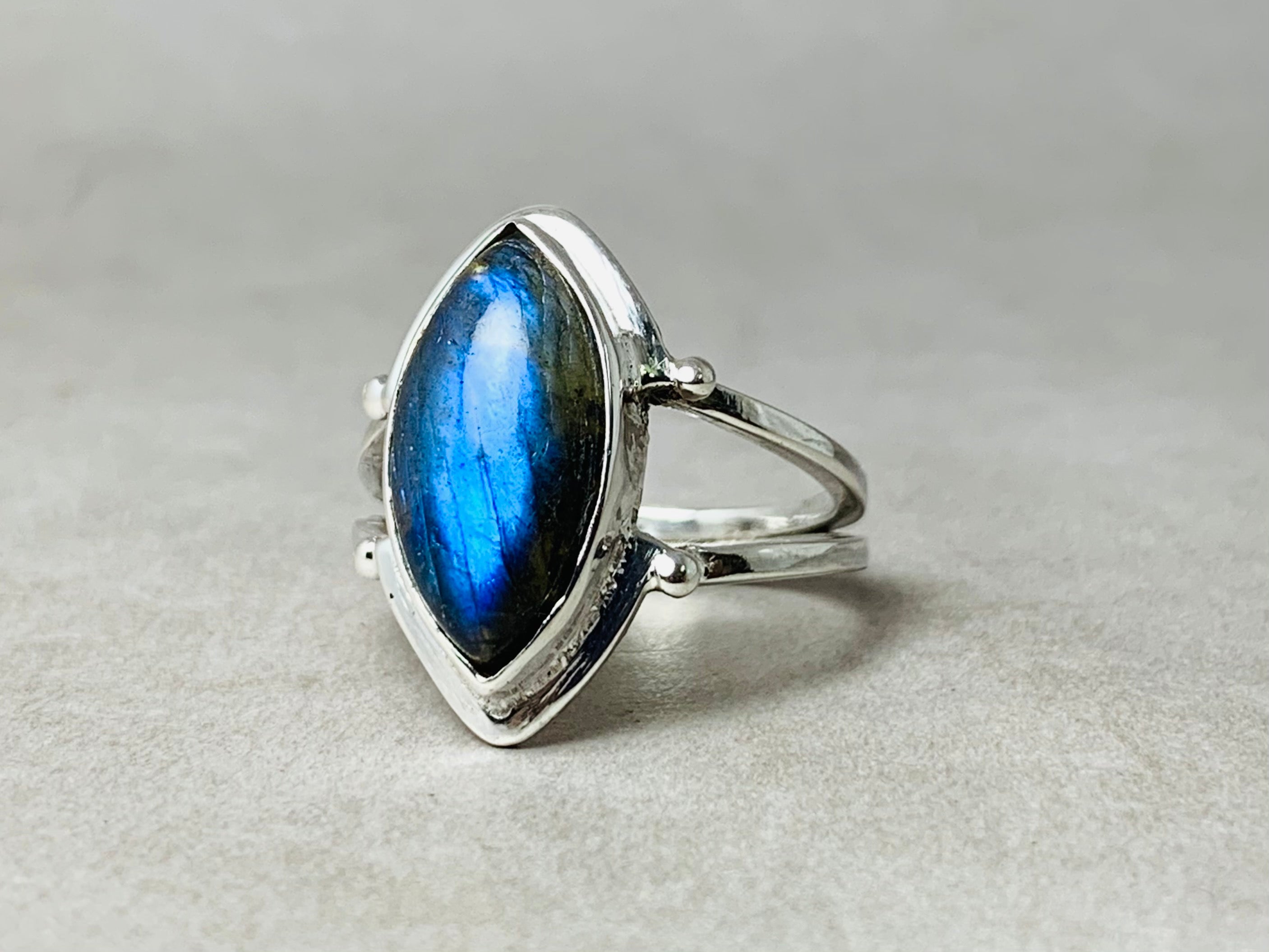 Marquiseschliff Labradorit Ring 925 Sterling Silber Statement Ring Edelstein Ring Handgemachter Boho Silber Ring