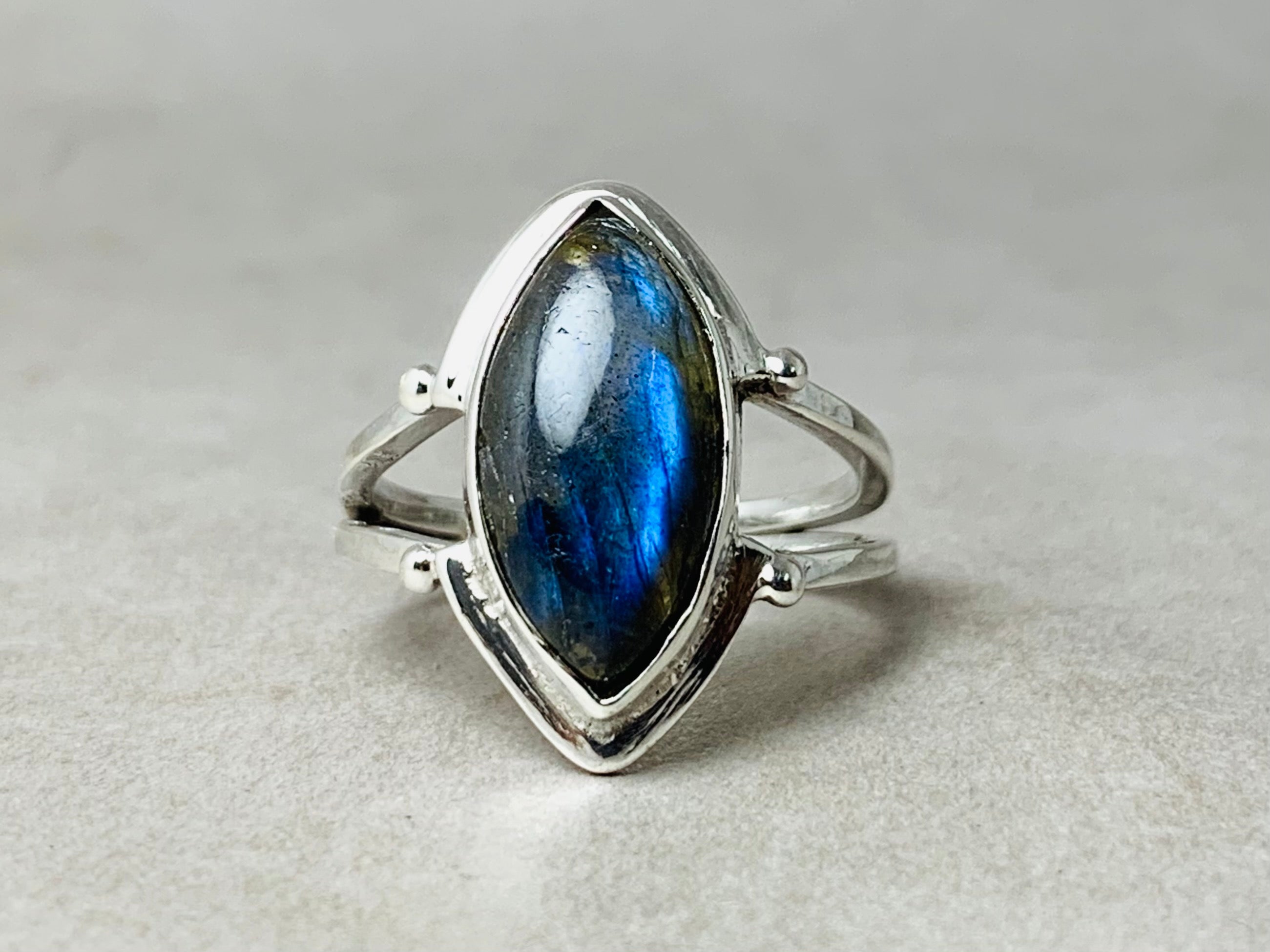 Marquiseschliff Labradorit Ring 925 Sterling Silber Statement Ring Edelstein Ring Handgemachter Boho Silber Ring