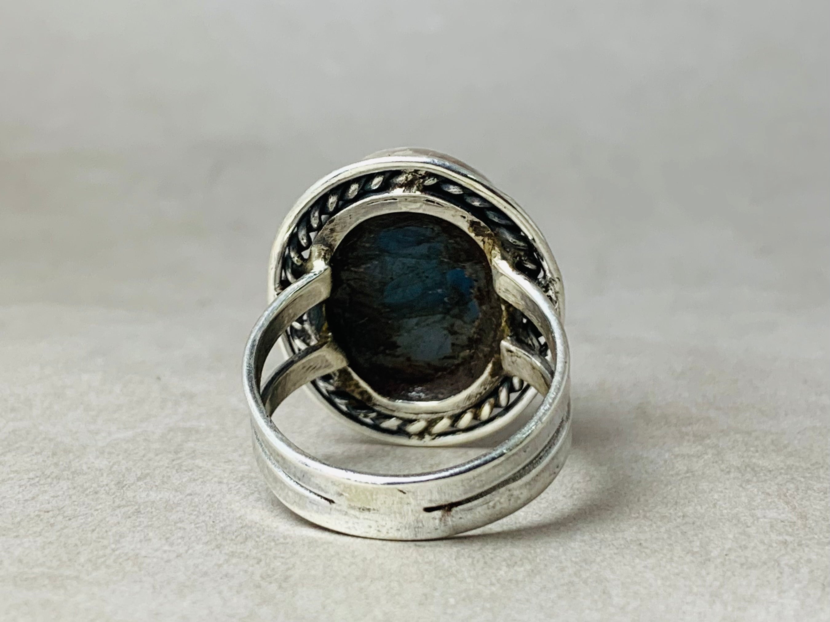 Ovaler Labradorit-Ring 925 Sterling Silber Statement Ring Edelstein-Ring Handgemachter Boho Silberring