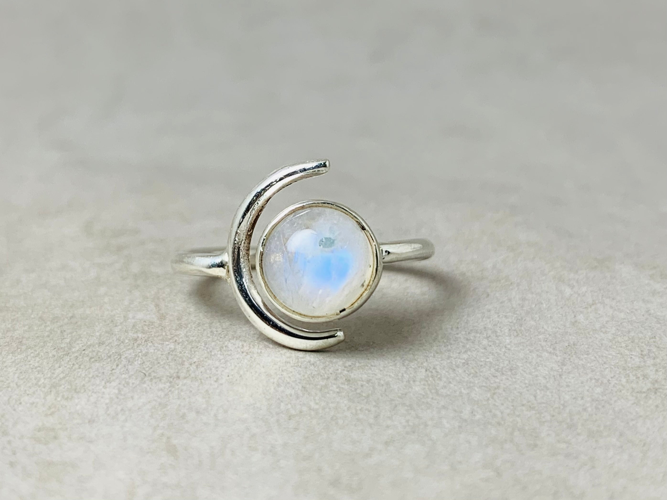 Regenbogen-Mondstein-Ring 925 Silberring Mondring Damenring Verstellbarer Ring Stapelring Geschenk für Sie