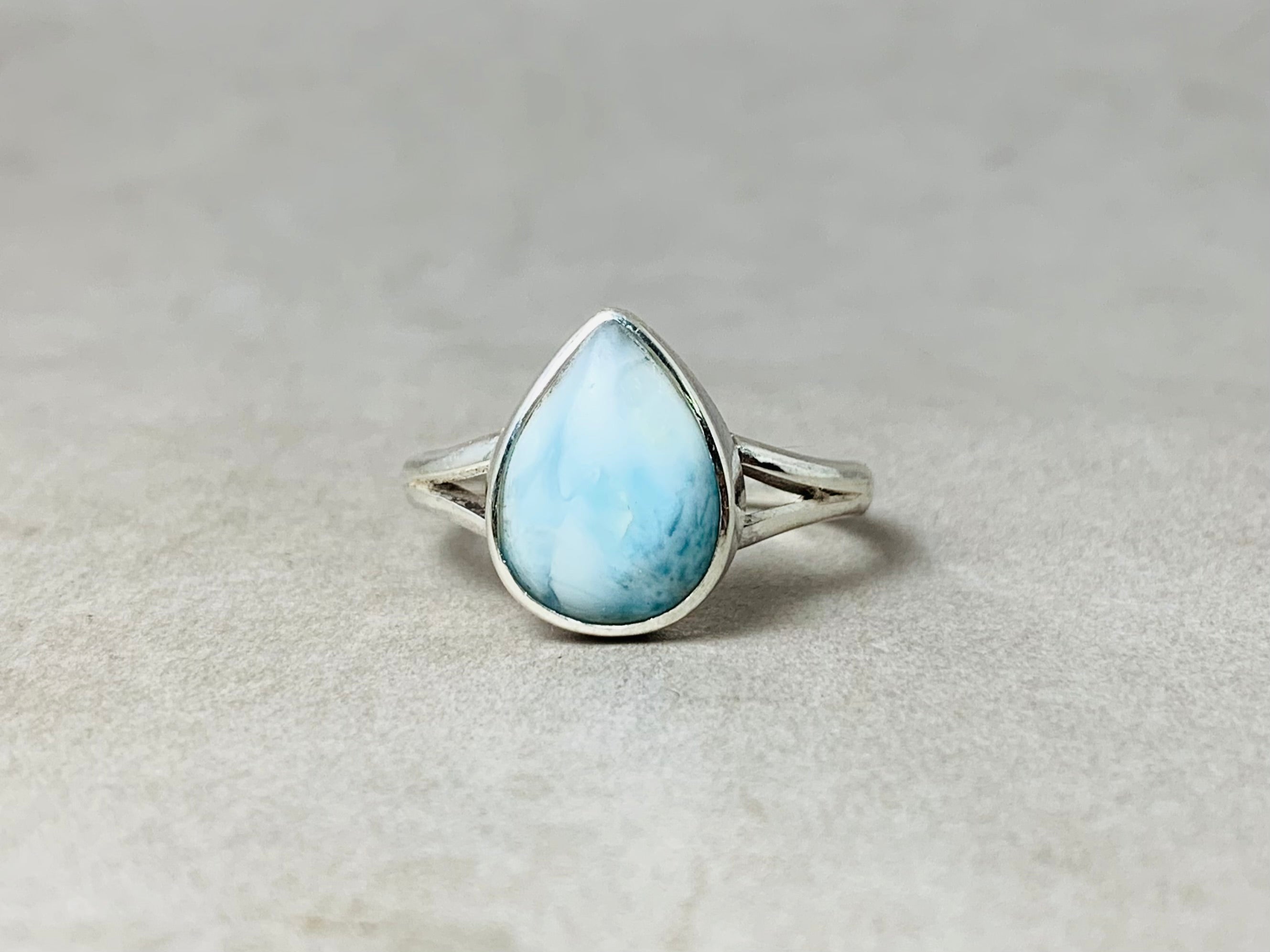 Natürlicher Edelstein Larimar Ring 925 Silberring Handgemachte Geschenke für sie Bohemian Ring Ring für jeden Tag