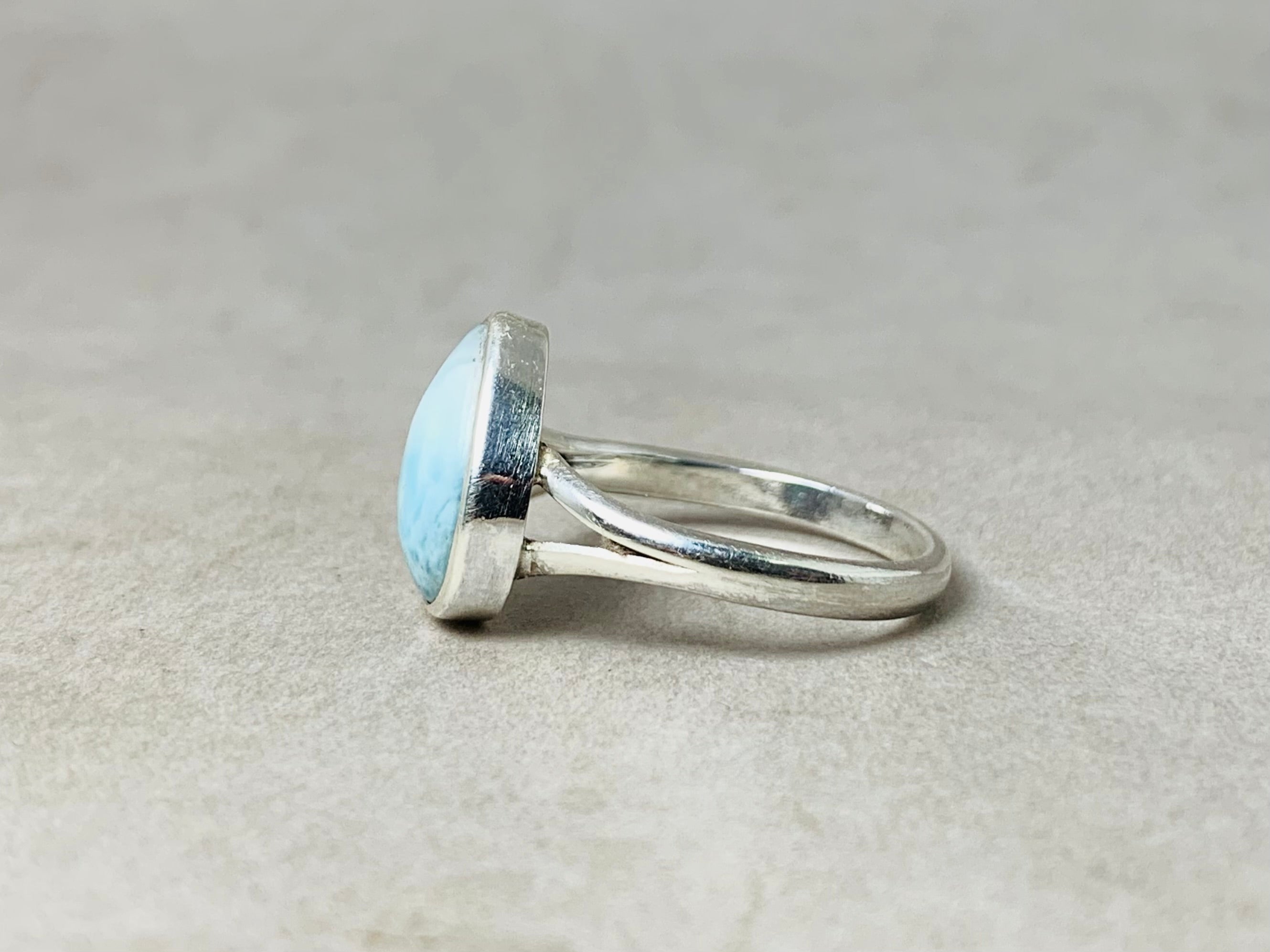 Natürlicher Edelstein Larimar Ring 925 Silberring Handgemachte Geschenke für sie Bohemian Ring Ring für jeden Tag