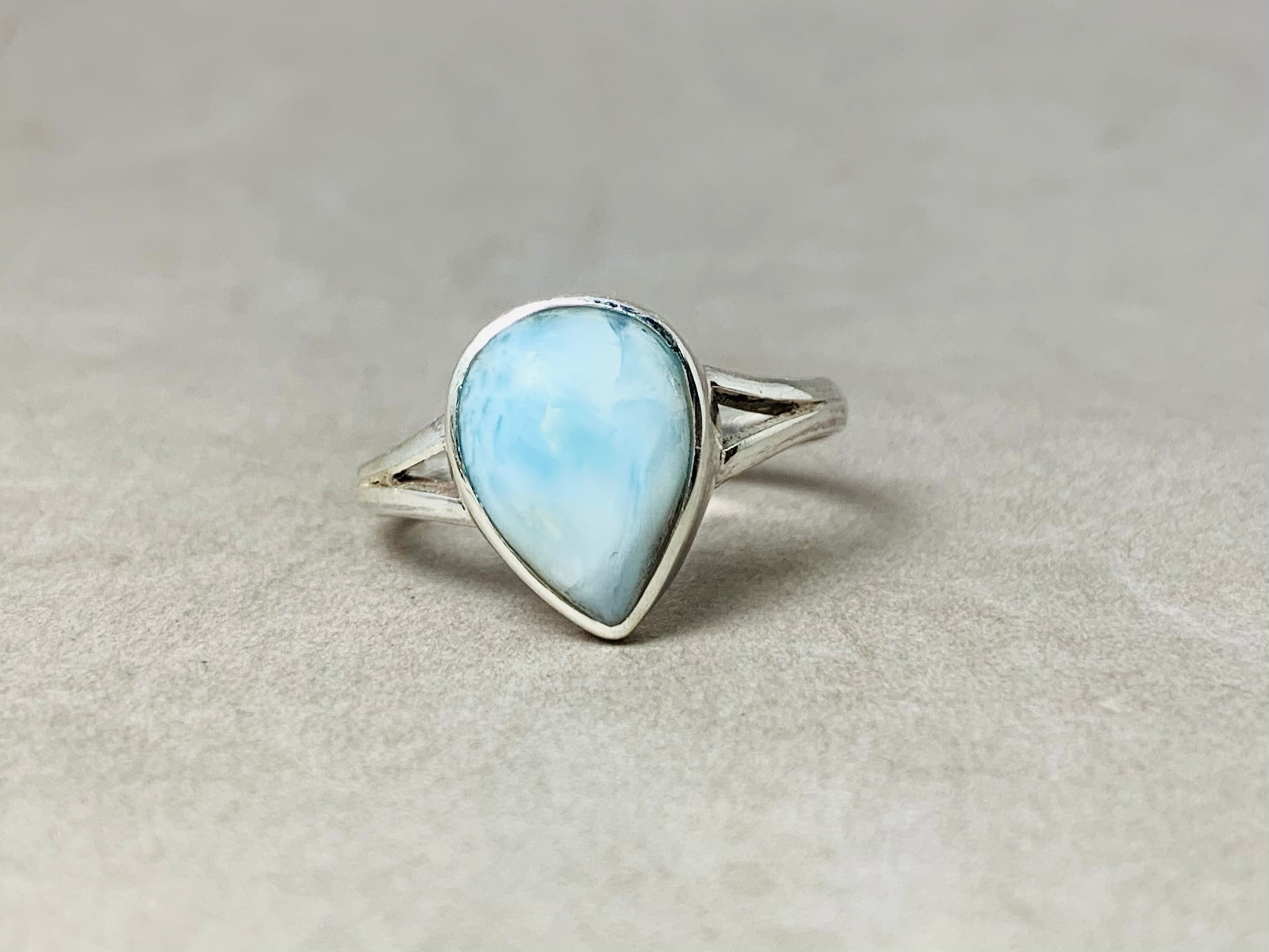Natürlicher Edelstein Larimar Ring 925 Silberring Handgemachte Geschenke für sie Bohemian Ring Ring für jeden Tag