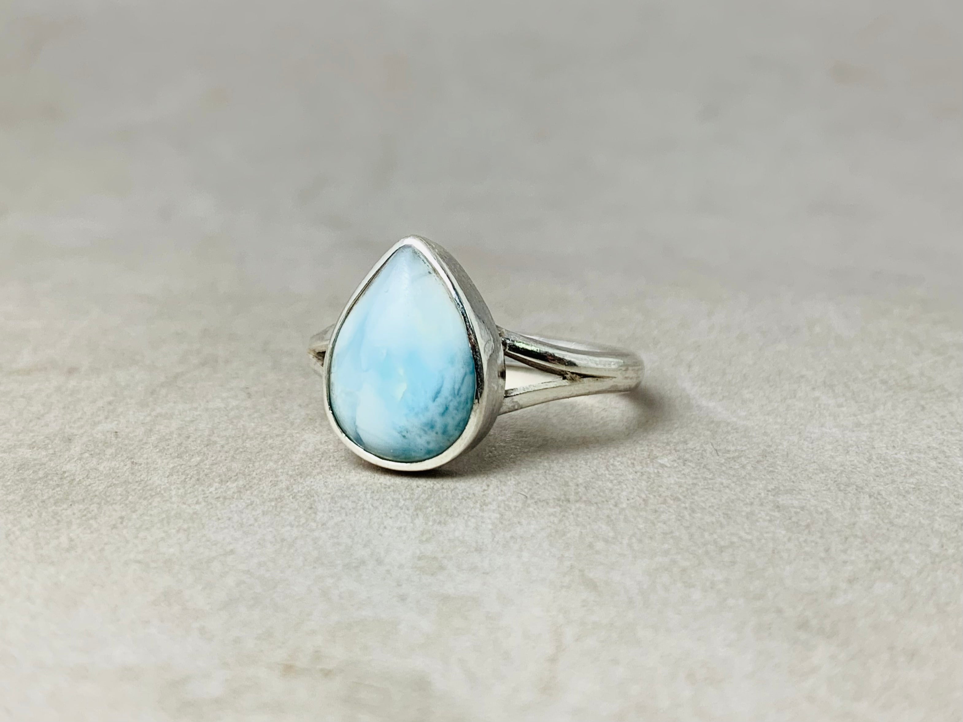 Natürlicher Edelstein Larimar Ring 925 Silberring Handgemachte Geschenke für sie Bohemian Ring Ring für jeden Tag