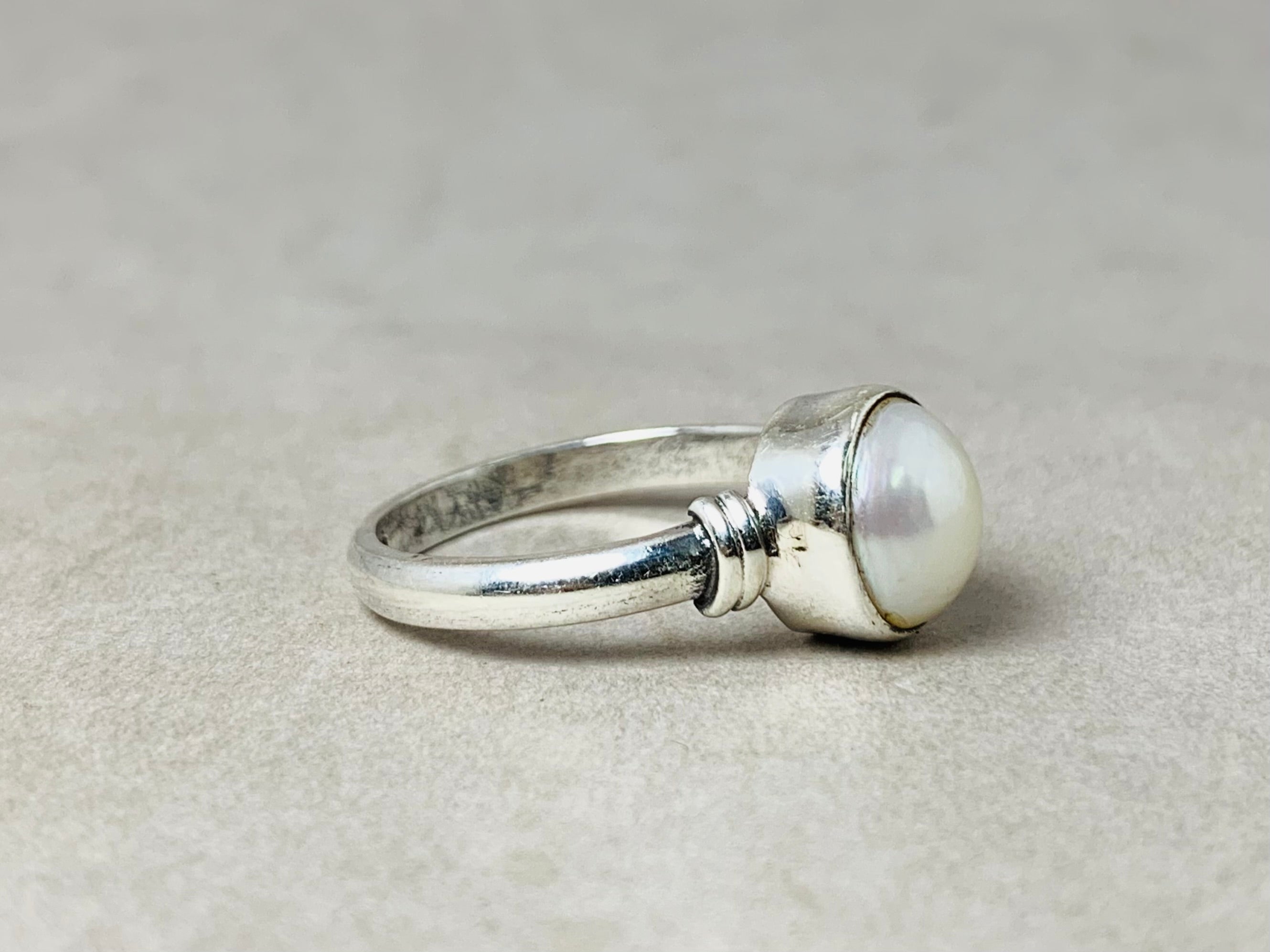 925 Sterling Silber Perlenring Geburtssteinring Handgemachter Ring Statement Ring Minimalistischer Ring Alltagsring