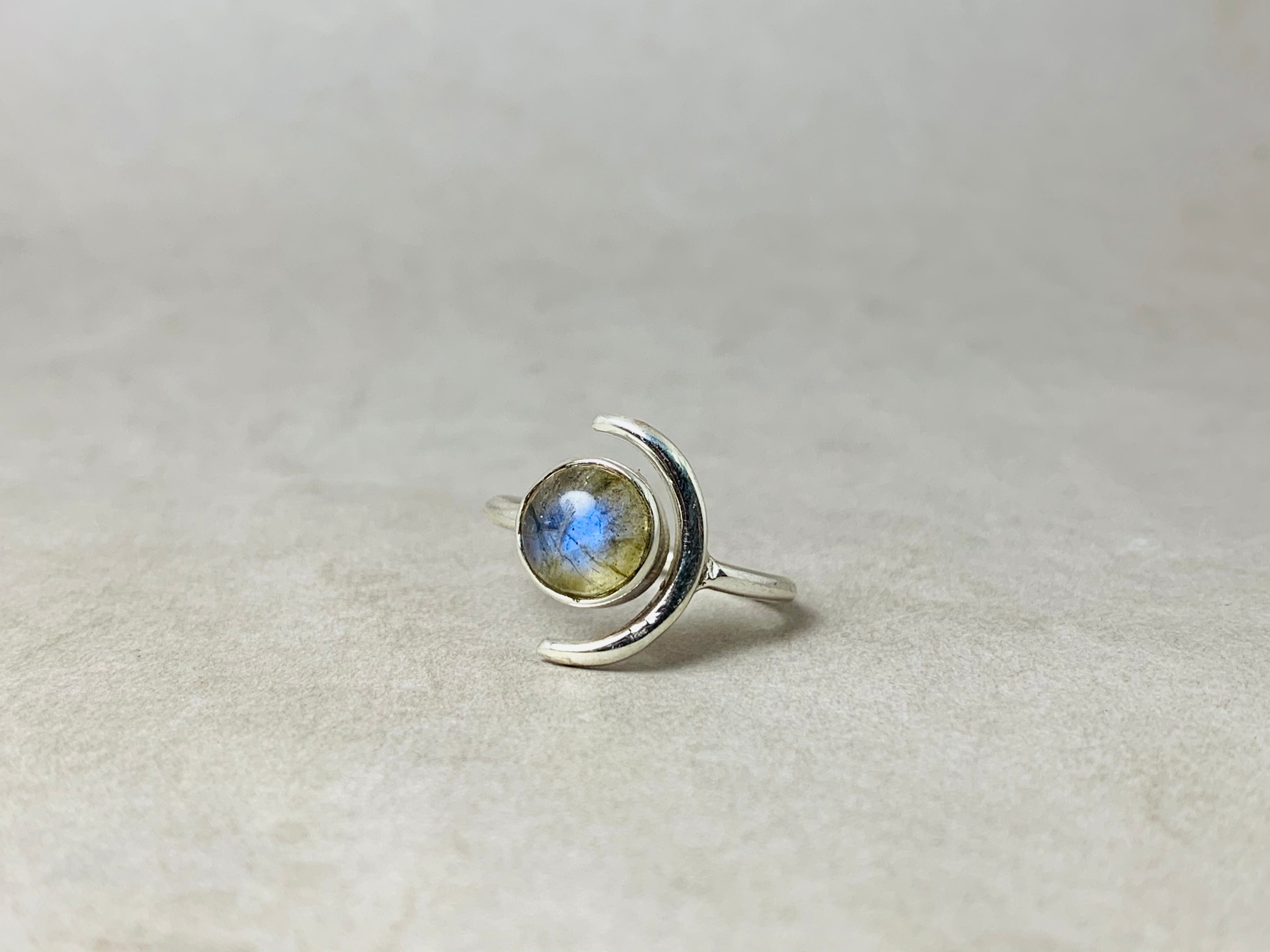 Labradoriet Edelsteen Ring 925 Zilveren Ring Handgemaakte Stapelring Boheemse Ring Delicate Ring Cadeau Voor Haar