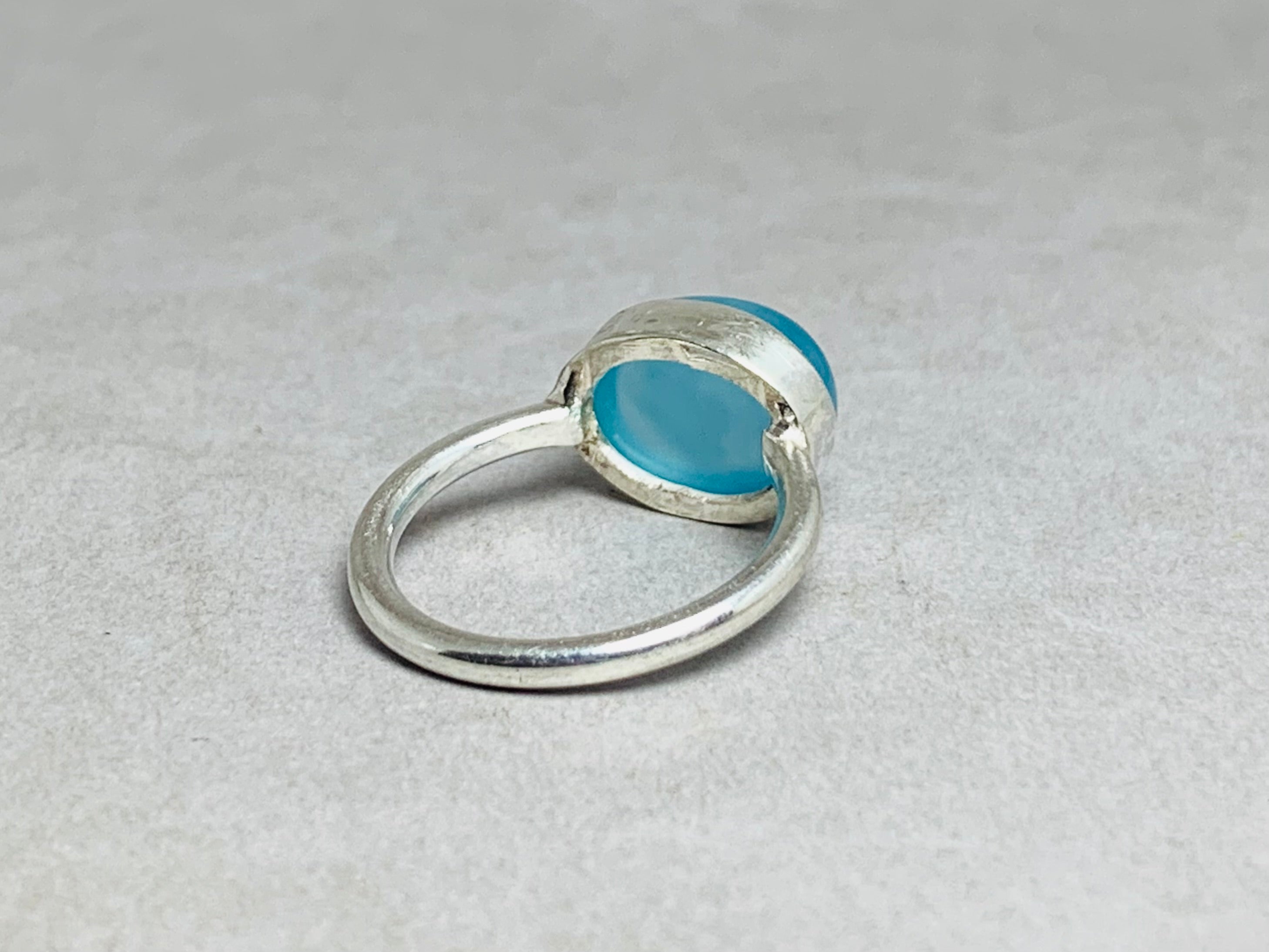 Aquamarin Chalcedon Ring 925 Sterling Silber Ring Boho März Geburtsstein Ring Blauer Chalcedon Handgemachter Silberring