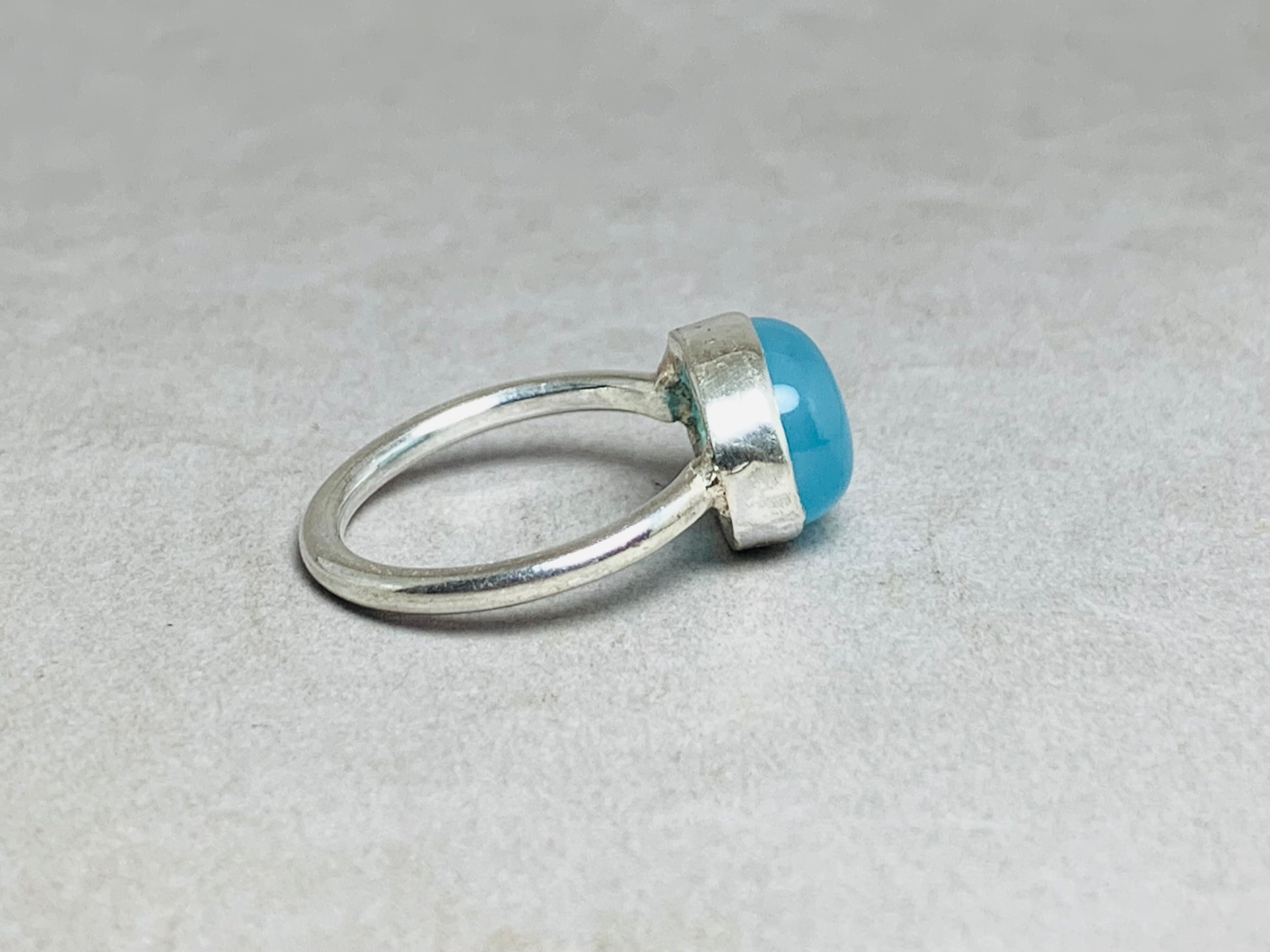 Aquamarin Chalcedon Ring 925 Sterling Silber Ring Boho März Geburtsstein Ring Blauer Chalcedon Handgemachter Silberring