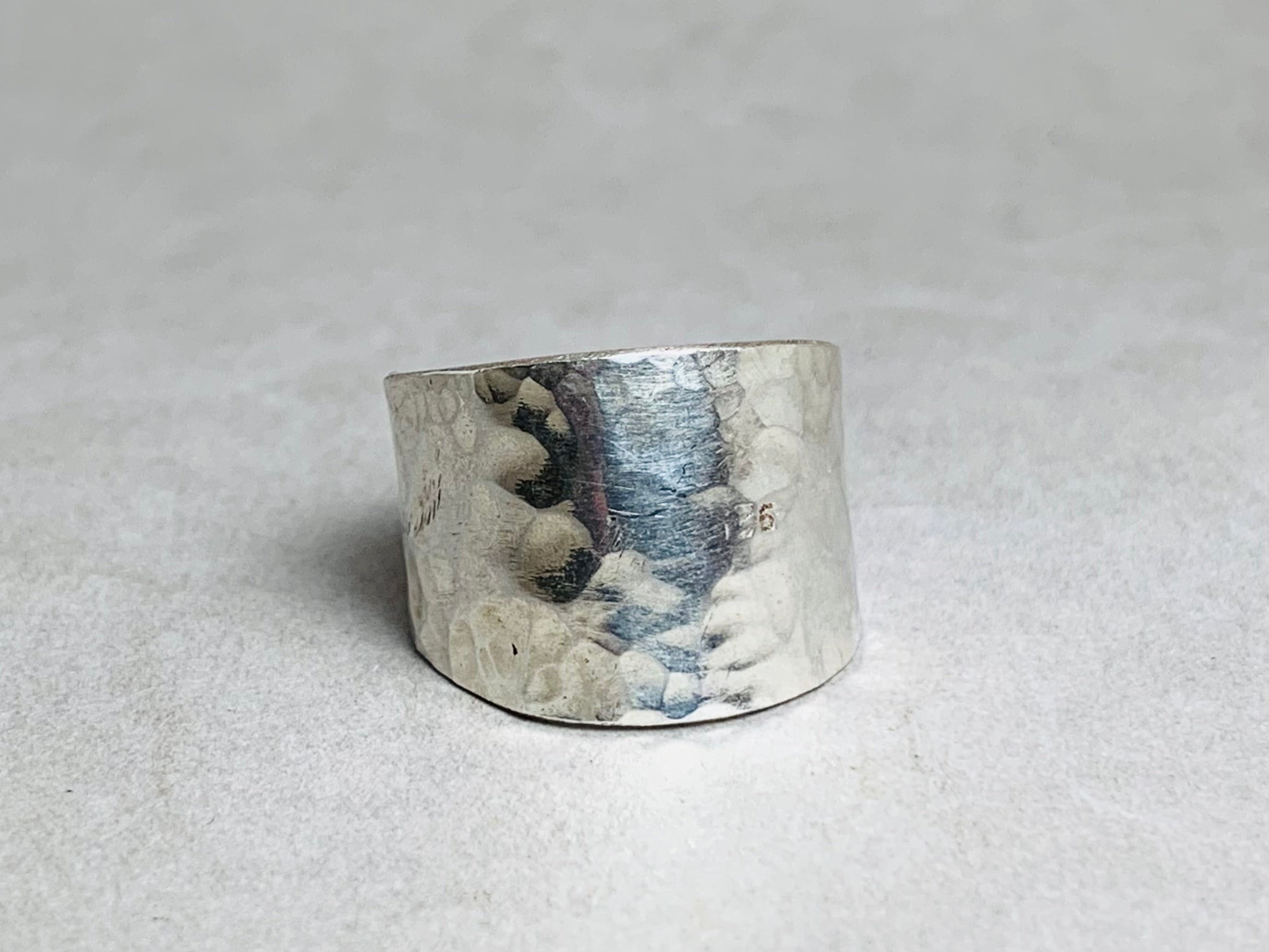Gehämmerter Ring 925er Silberring Verstellbarer Ring Daumenring Statement Ring Strukturierter Ring