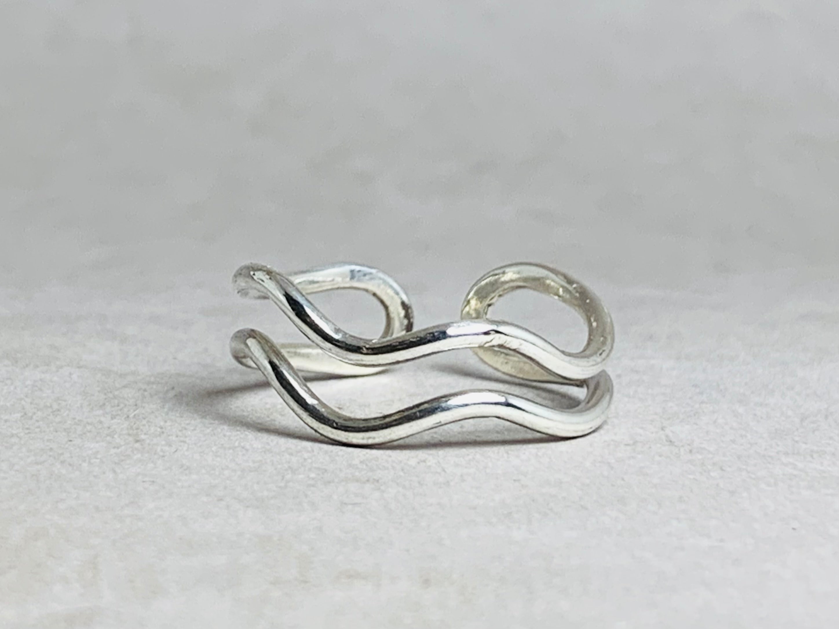 Silberner Wellenring 925er Sterling Silber Ring Offener Silberring Boho Ring Handgemachter Ring
