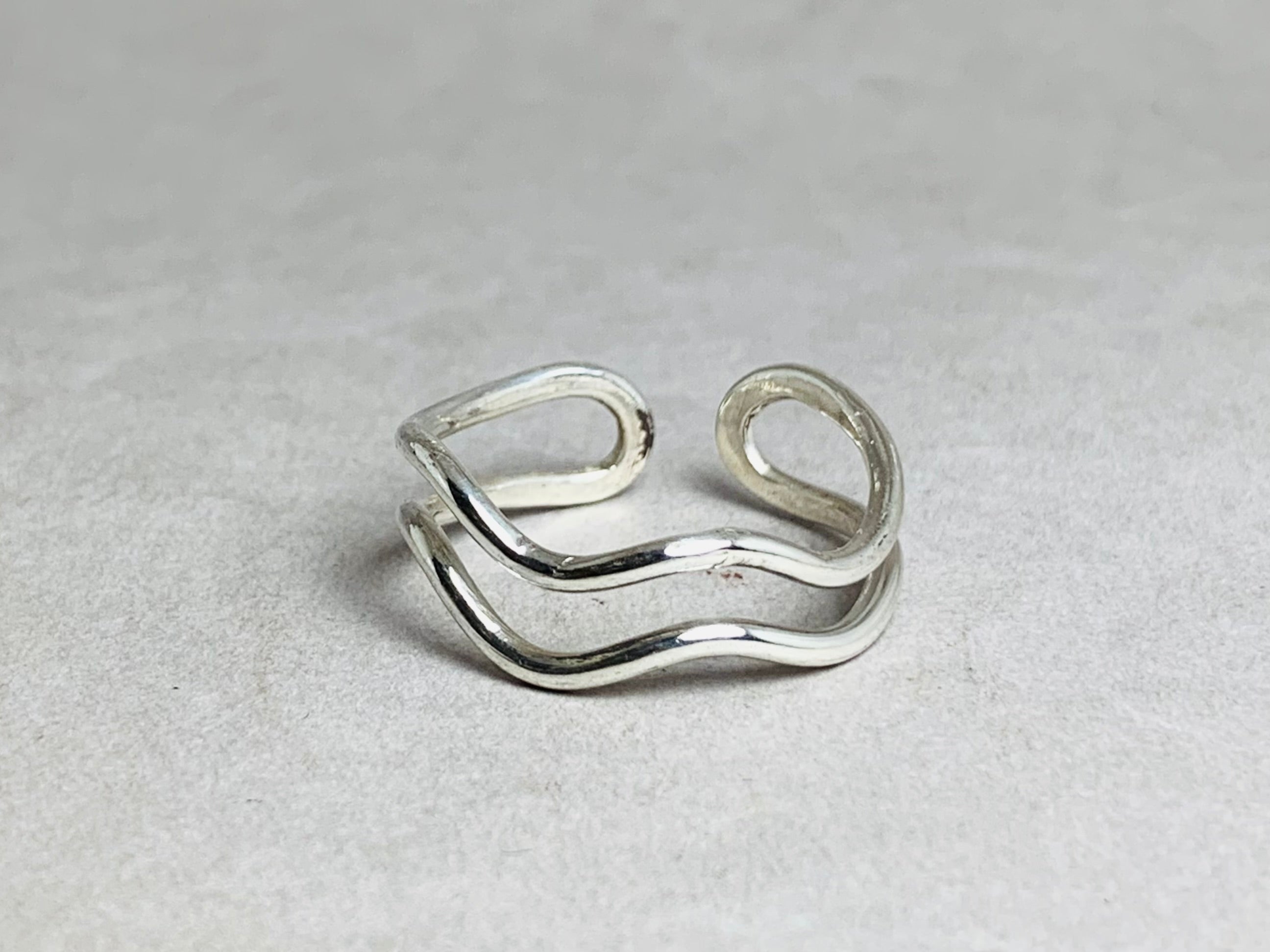 Silberner Wellenring 925er Sterling Silber Ring Offener Silberring Boho Ring Handgemachter Ring