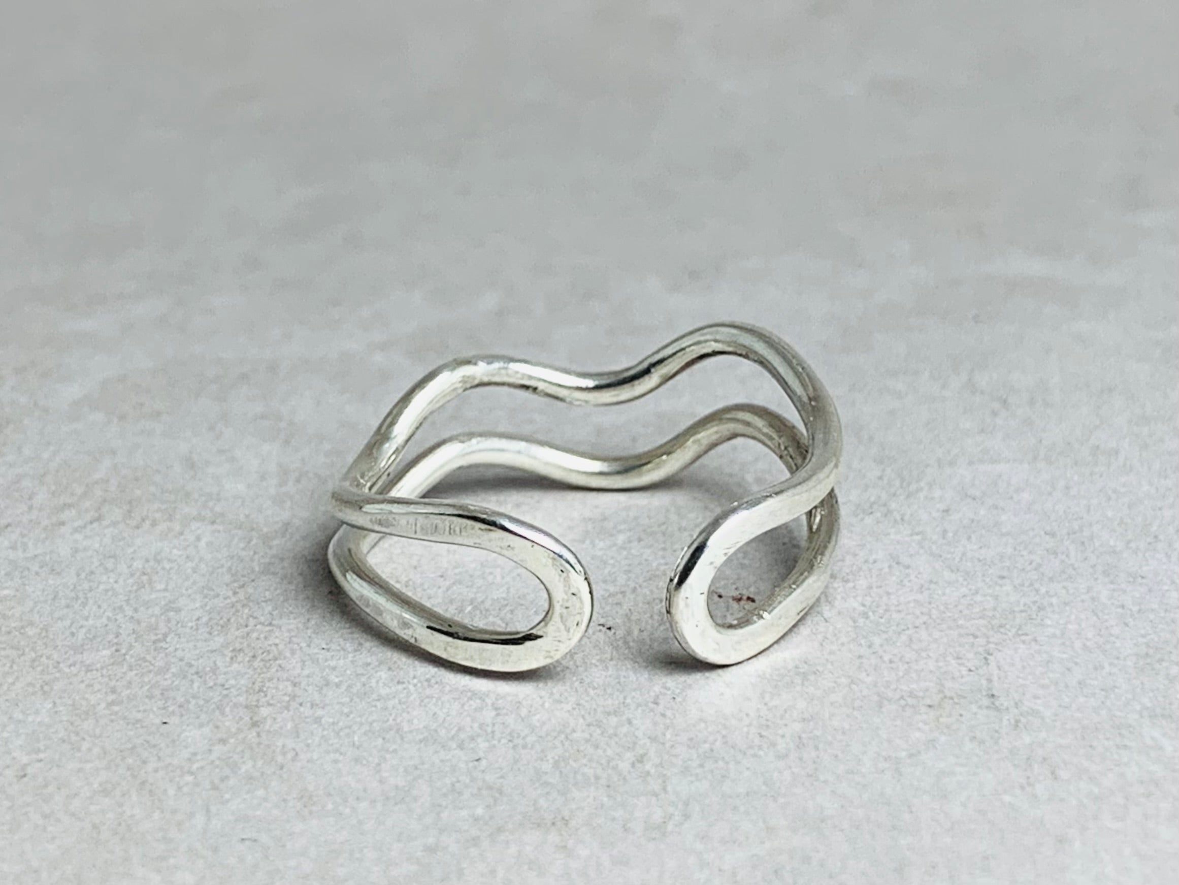 Silberner Wellenring 925er Sterling Silber Ring Offener Silberring Boho Ring Handgemachter Ring