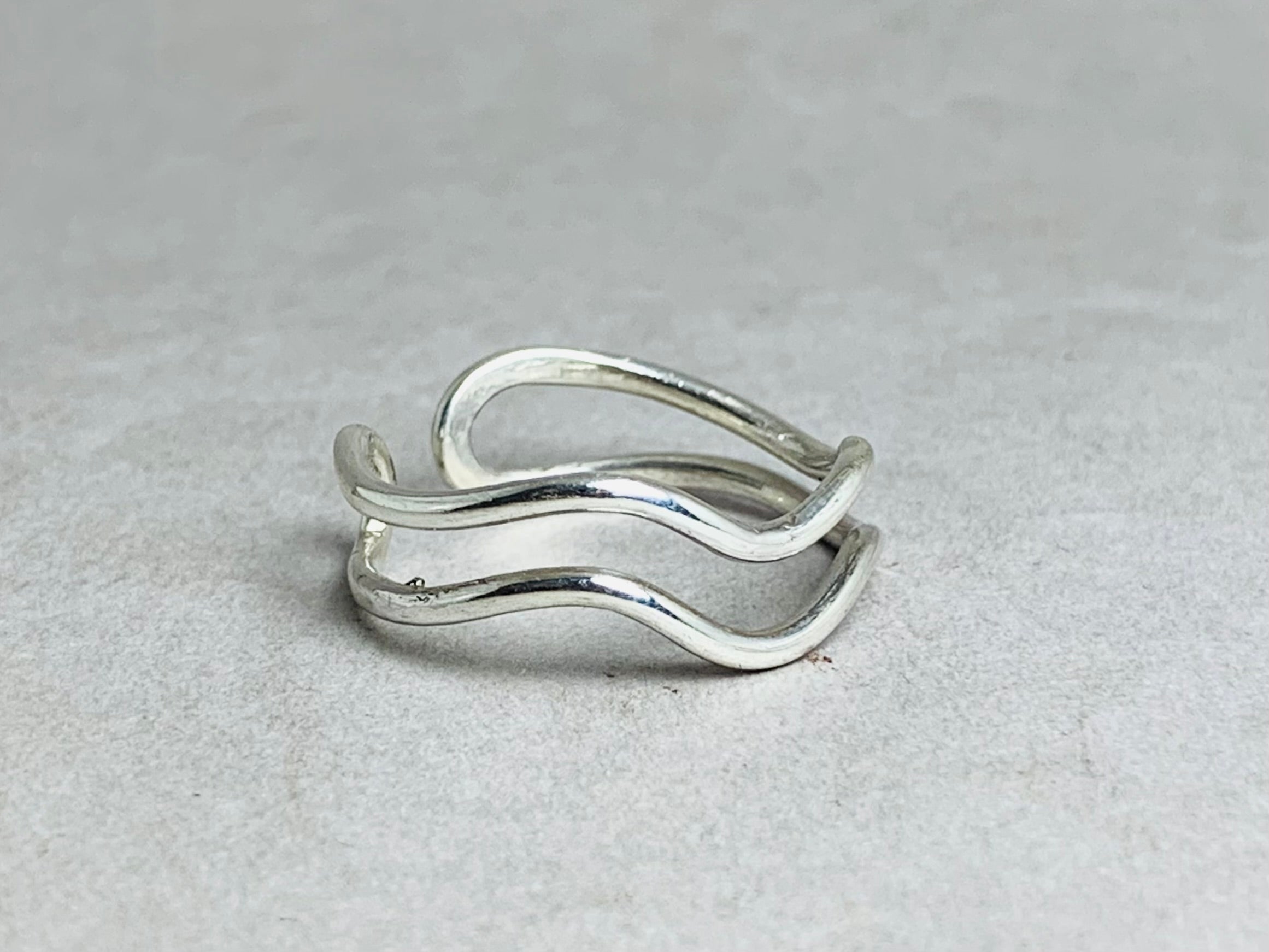 Silberner Wellenring 925er Sterling Silber Ring Offener Silberring Boho Ring Handgemachter Ring