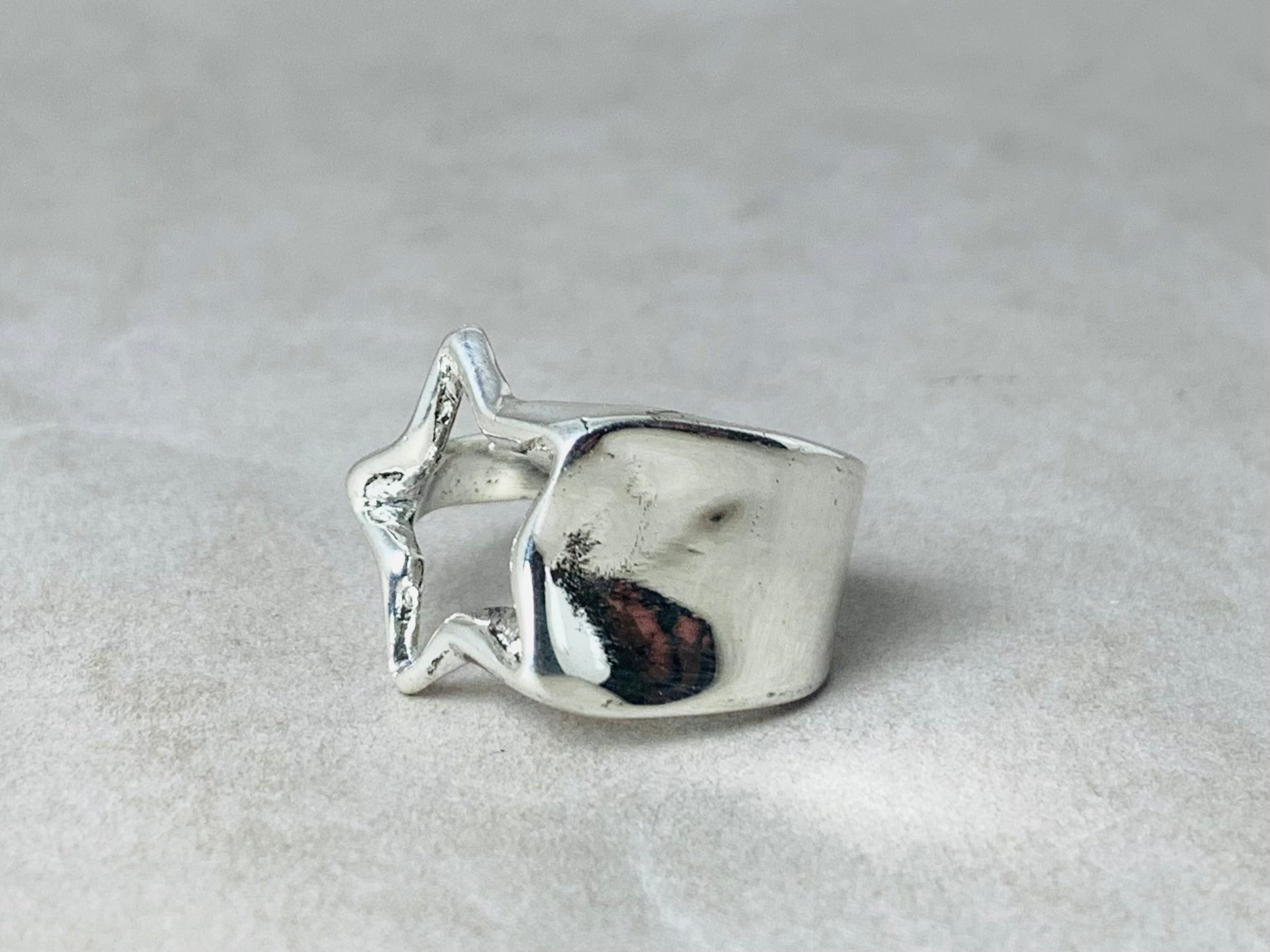 Silver Star Ring Statement Ring Unisex Ring 925 Sterling Silver Adjustable Chunky Ring Gift for Her