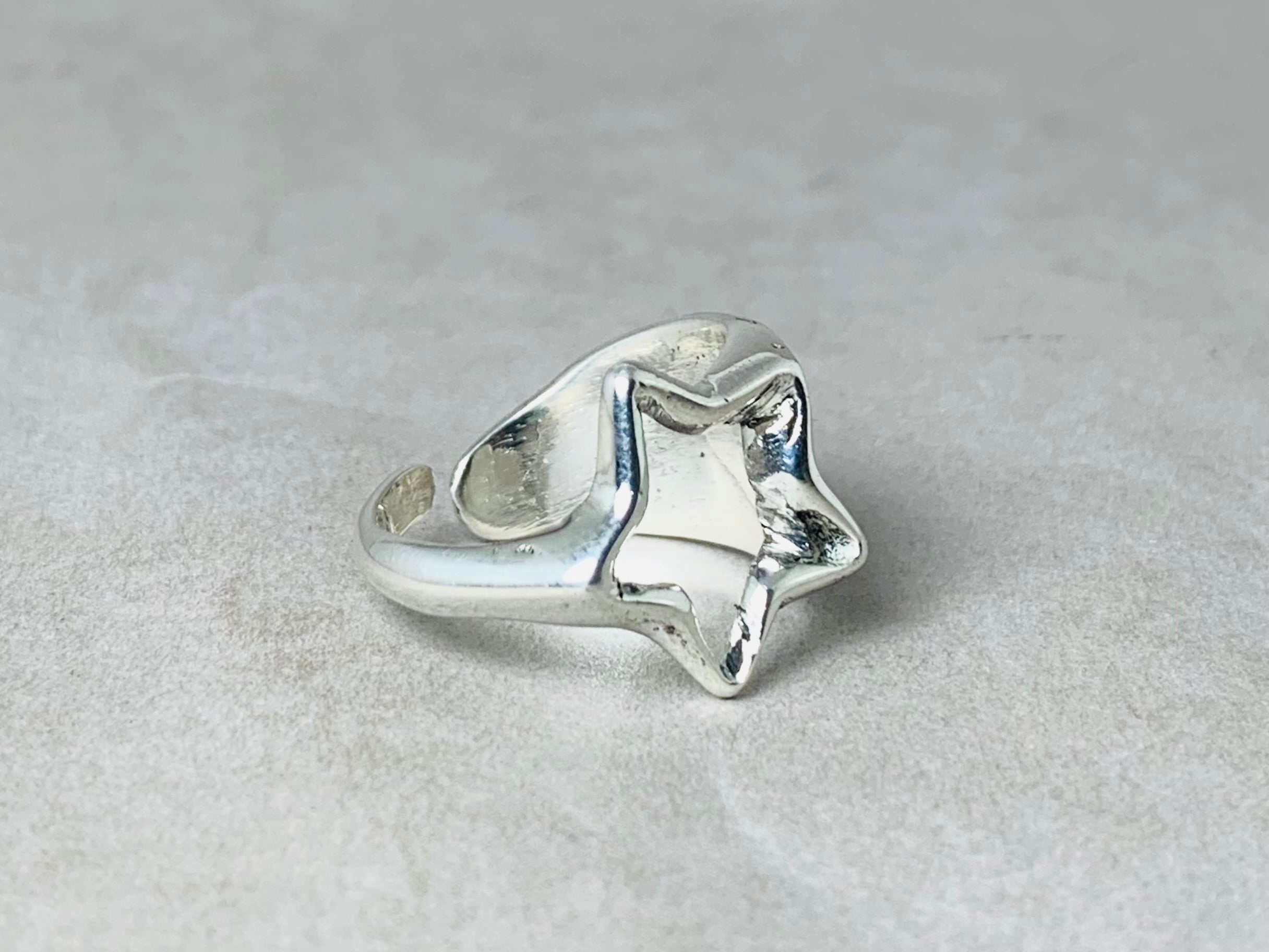 Silver Star Ring Statement Ring Unisex Ring 925 Sterling Silver Adjustable Chunky Ring Gift for Her