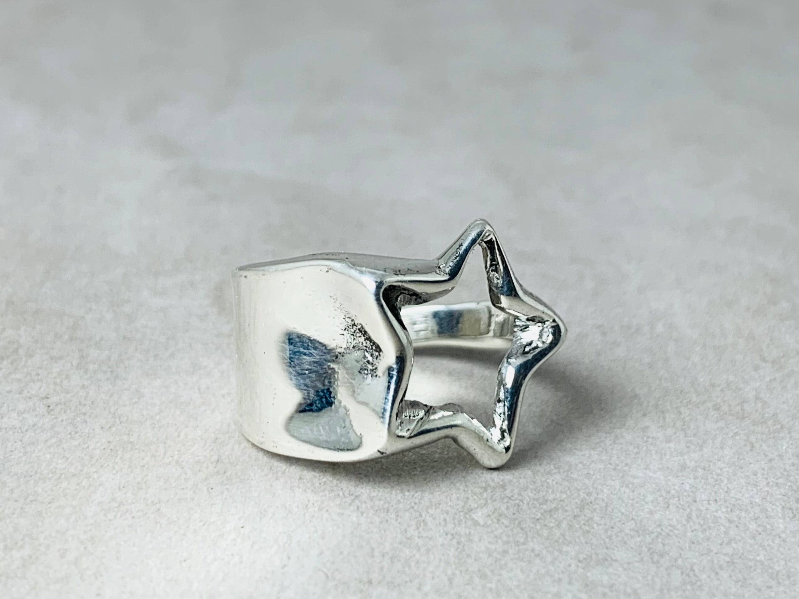 Silberstern Ring Statement-Ring Unisex Ring 925er Sterlingsilber Verstellbarer Chunky Ring Geschenk für Sie