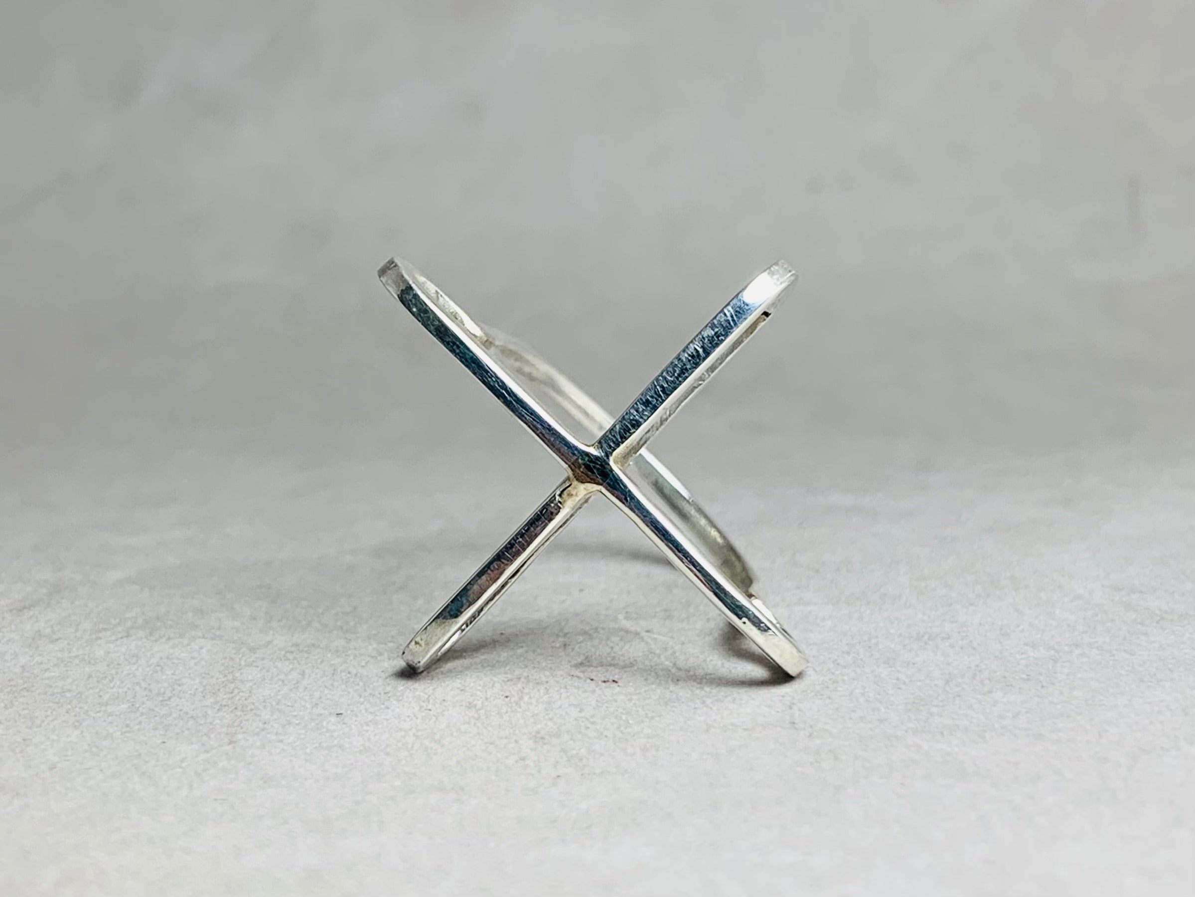 Staafring 925 Massief Zilveren Ring Kruis X Ring Moderne Ring Handgemaakte Statement Ring Trendy Ring Unieke Ring
