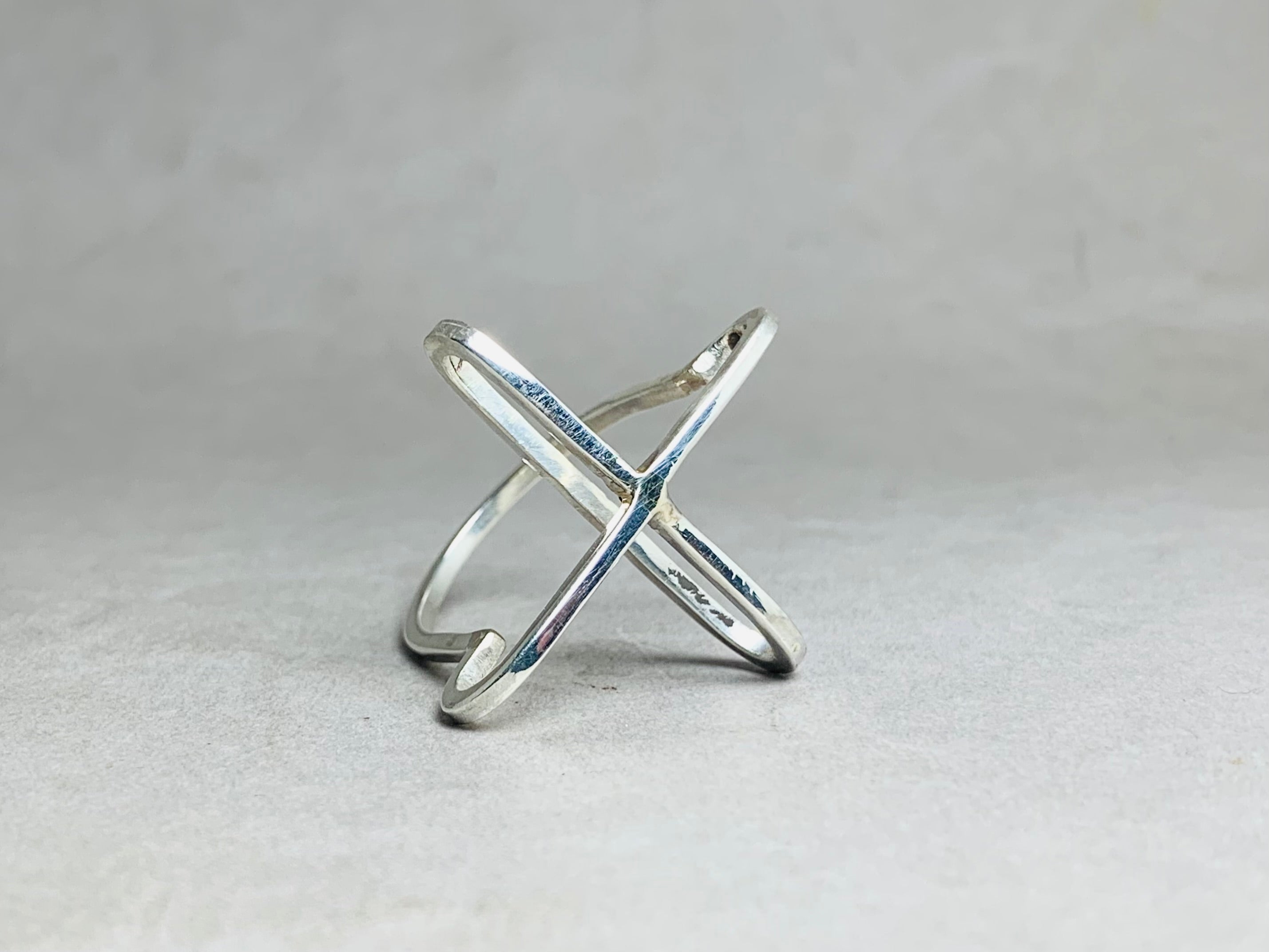 Staafring 925 Massief Zilveren Ring Kruis X Ring Moderne Ring Handgemaakte Statement Ring Trendy Ring Unieke Ring