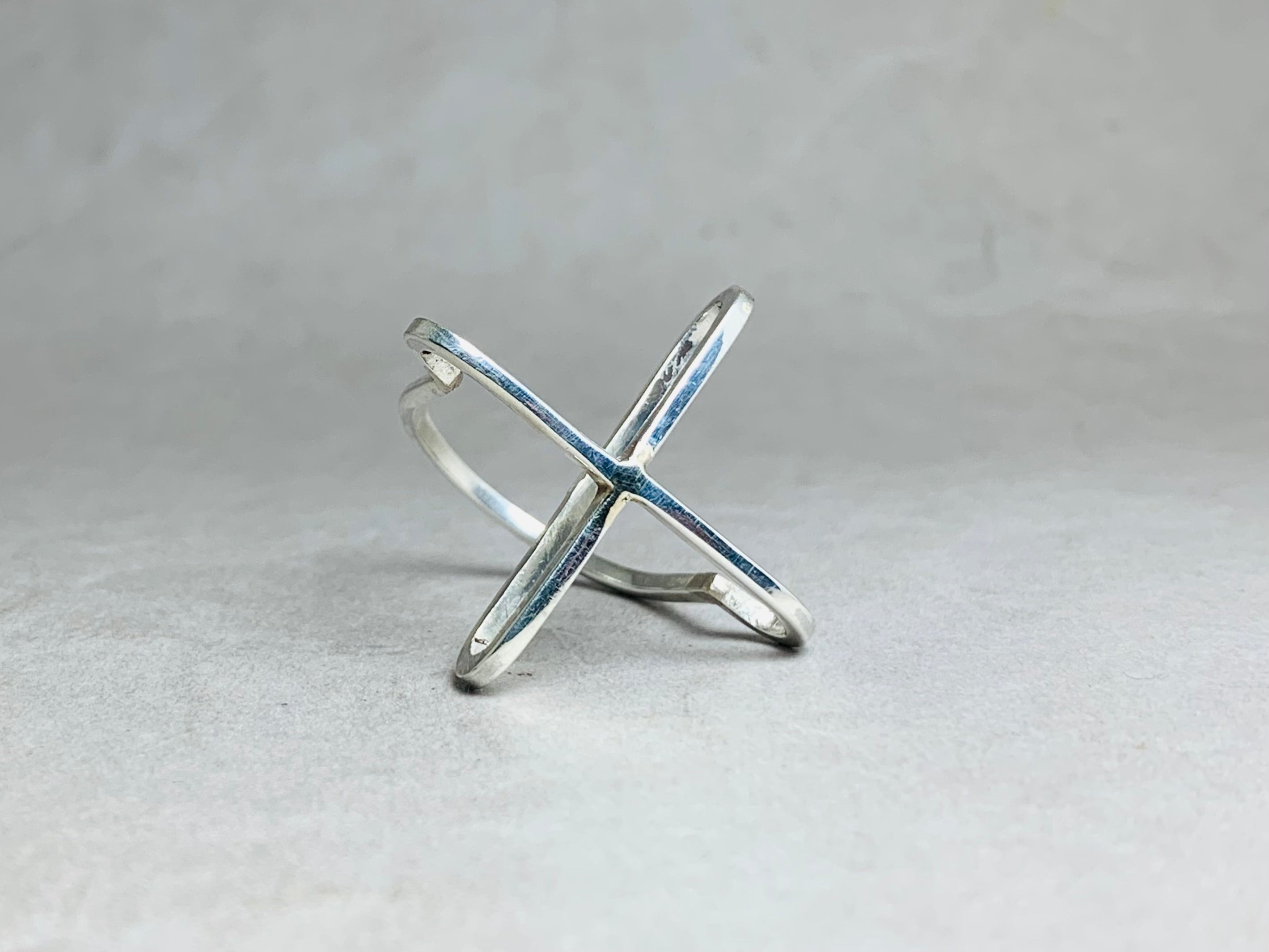 Stabring 925er Massiver Silberring Kreuz X Ring Moderner Ring Handgefertigter Statement Ring Trendiger Ring Einzigartiger Ring
