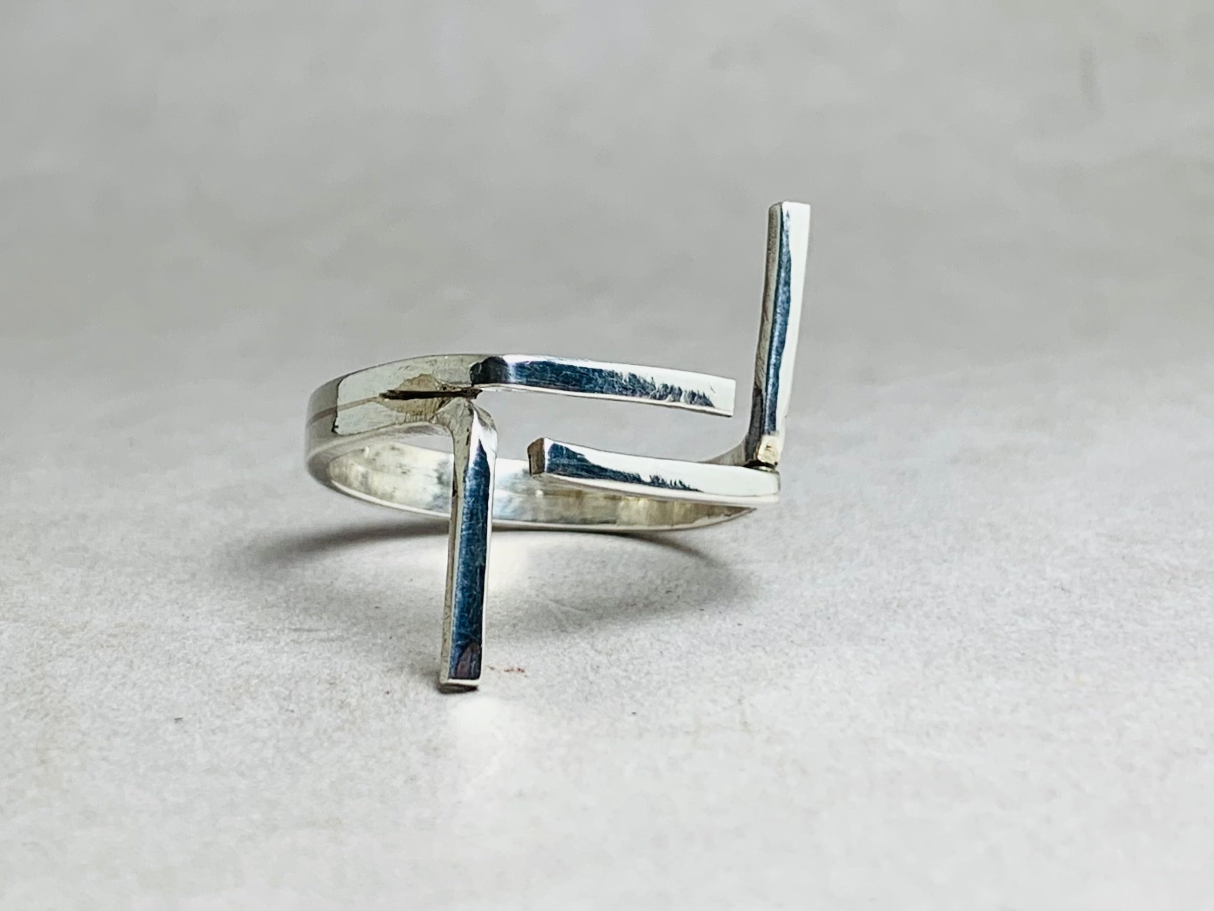 Stabring Zierlicher Damenring Statement Ring 925 Silberring Einzigartiger Stabring Verstellbarer Moderner Ring