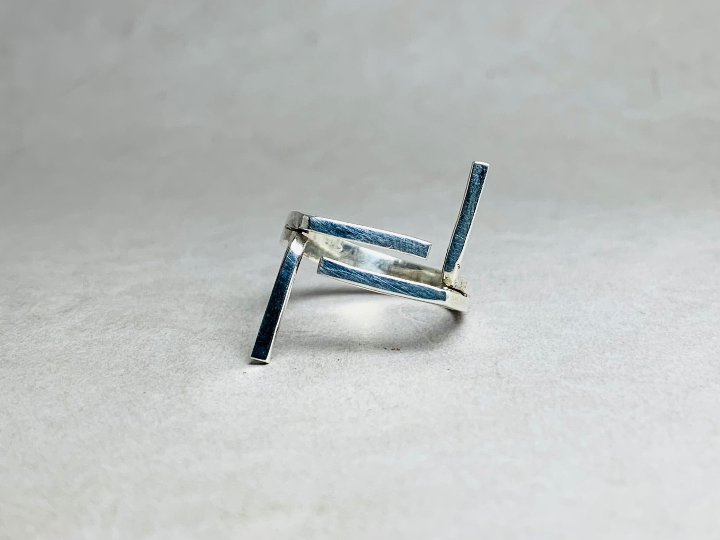 Stabring Zierlicher Damenring Statement Ring 925 Silberring Einzigartiger Stabring Verstellbarer Moderner Ring