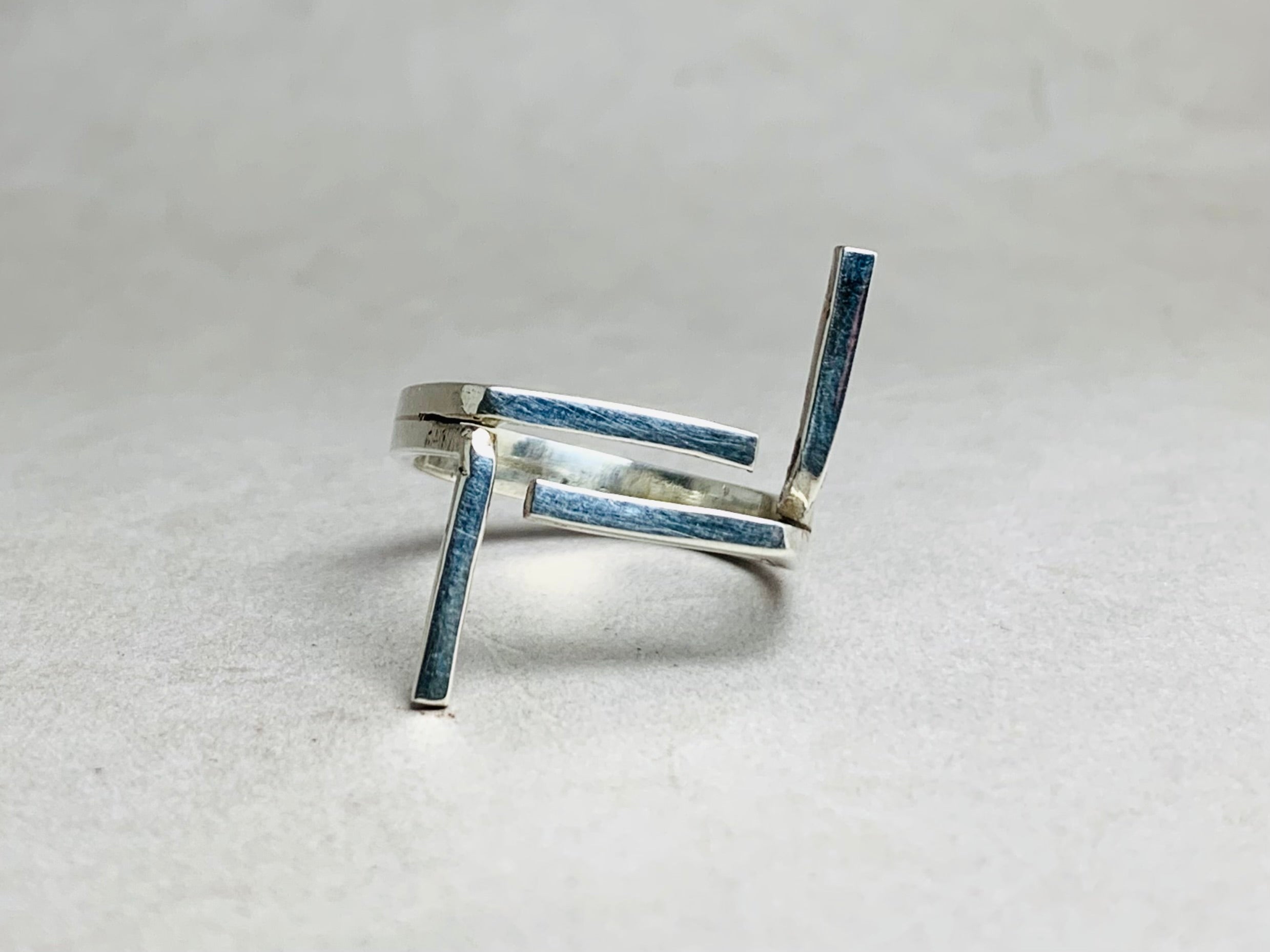 Stabring Zierlicher Damenring Statement Ring 925 Silberring Einzigartiger Stabring Verstellbarer Moderner Ring
