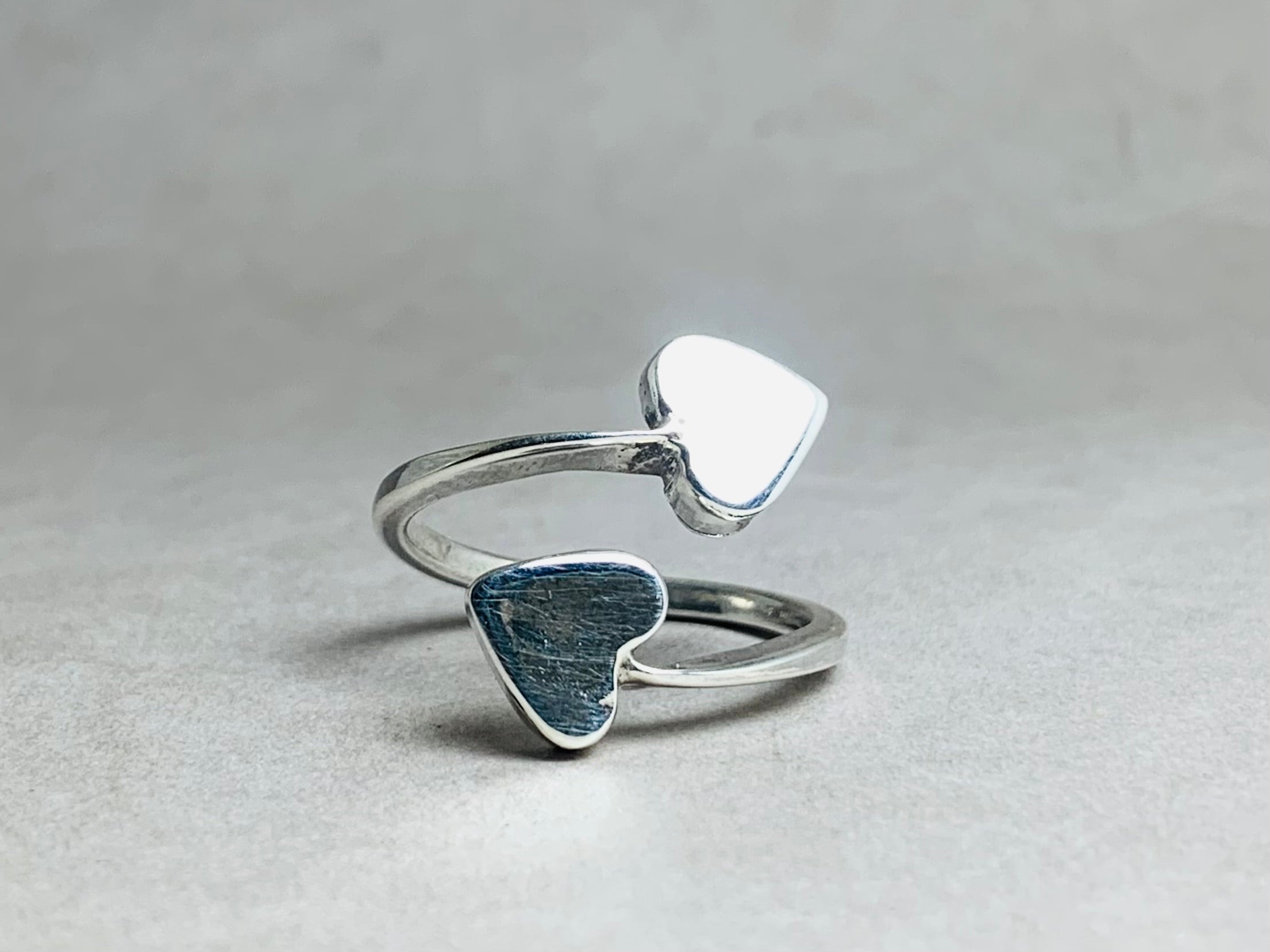 Doppelter Herzring Verstellbarer Ring 925 Sterling Silber Ring Statement Filigraner Ring Romantischer Herzring Für Sie Minimalistischer Schmuck