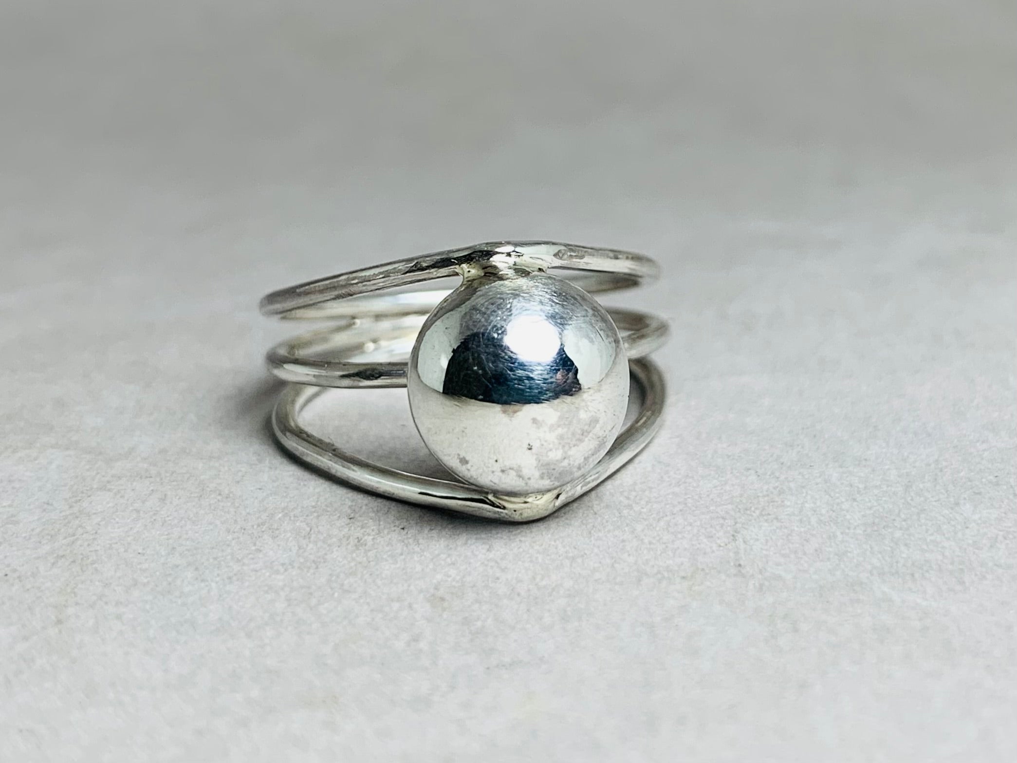 Kugelring 925 Sterling Silber Ring Statement Ring Modern Ring Minimalistischer Handgemachter Silberring