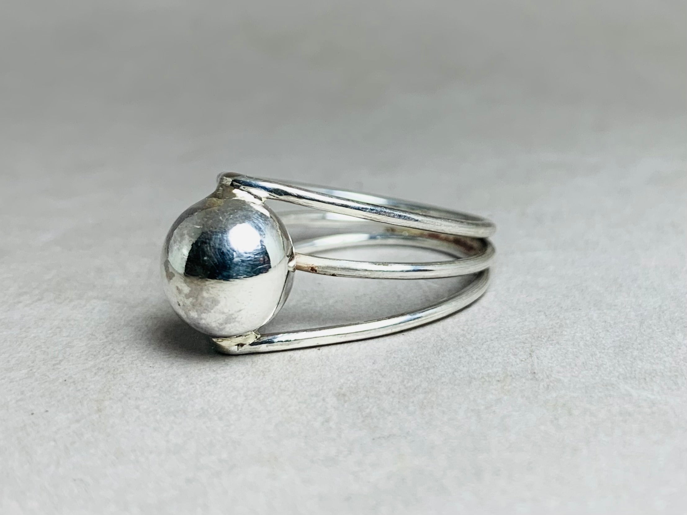 Kugelring 925 Sterling Silber Ring Statement Ring Modern Ring Minimalistischer Handgemachter Silberring