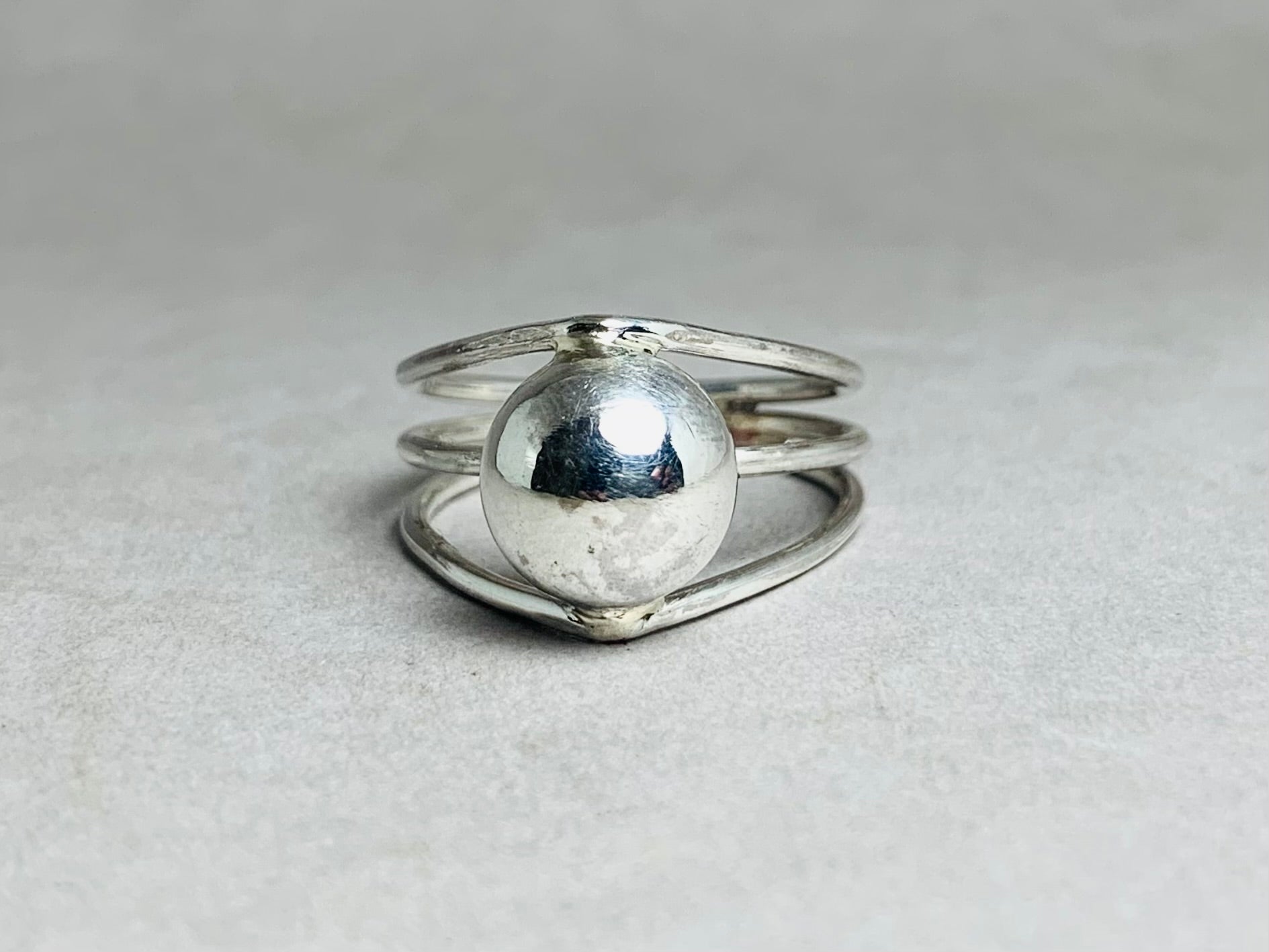 Kugelring 925 Sterling Silber Ring Statement Ring Modern Ring Minimalistischer Handgemachter Silberring